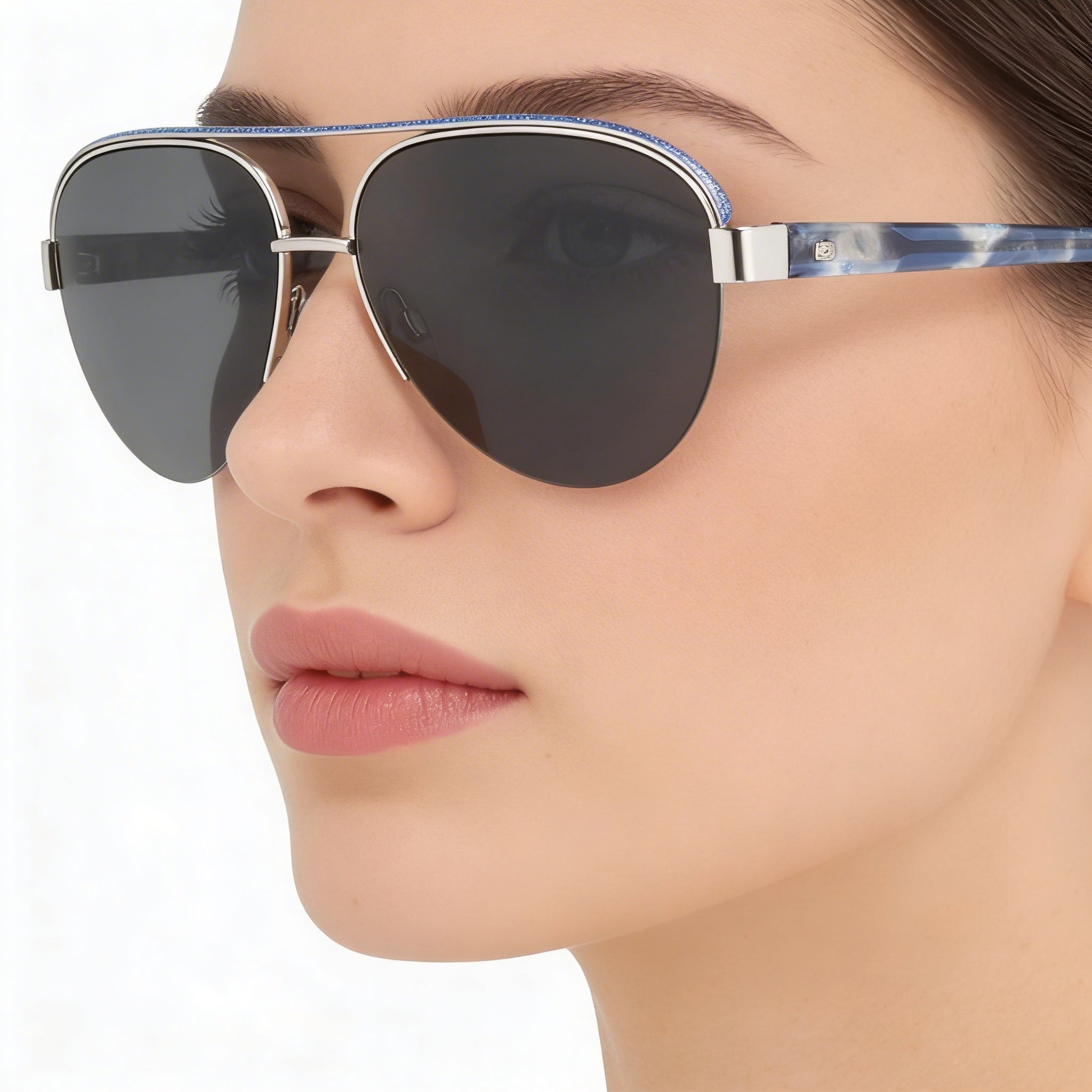 BEBE Classic Women's Lightweight Acetate Frame Eyewear, Silver with Multicolor Lenses, Size 57-15-140, Photo 4