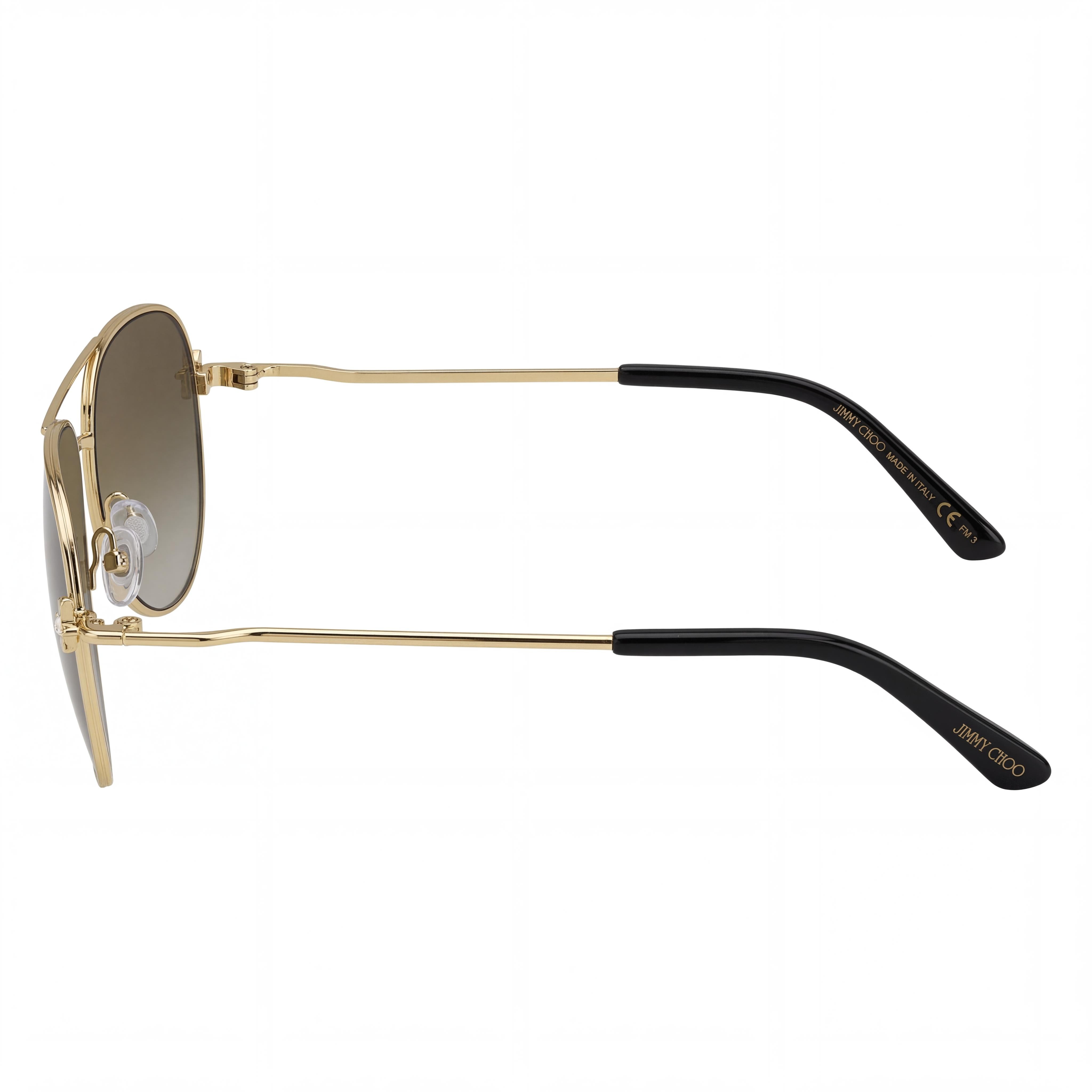 JIMMY CHOO Sansa/S - Gafas de sol estilo piloto para mujer, de acero inoxidable, con cristales y diamantes dorados, degradado dorado, 58 mm, Photo 3