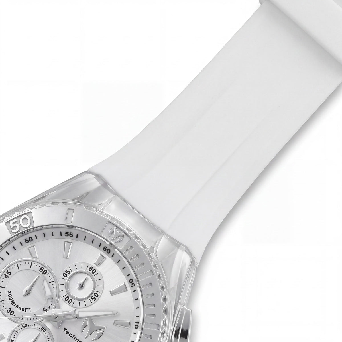 Reloj Technomarine Cruise Chronograph para hombre con esfera blanca plateada, caja de acero inoxidable, correa de silicona blanca, luminoso, Photo 2