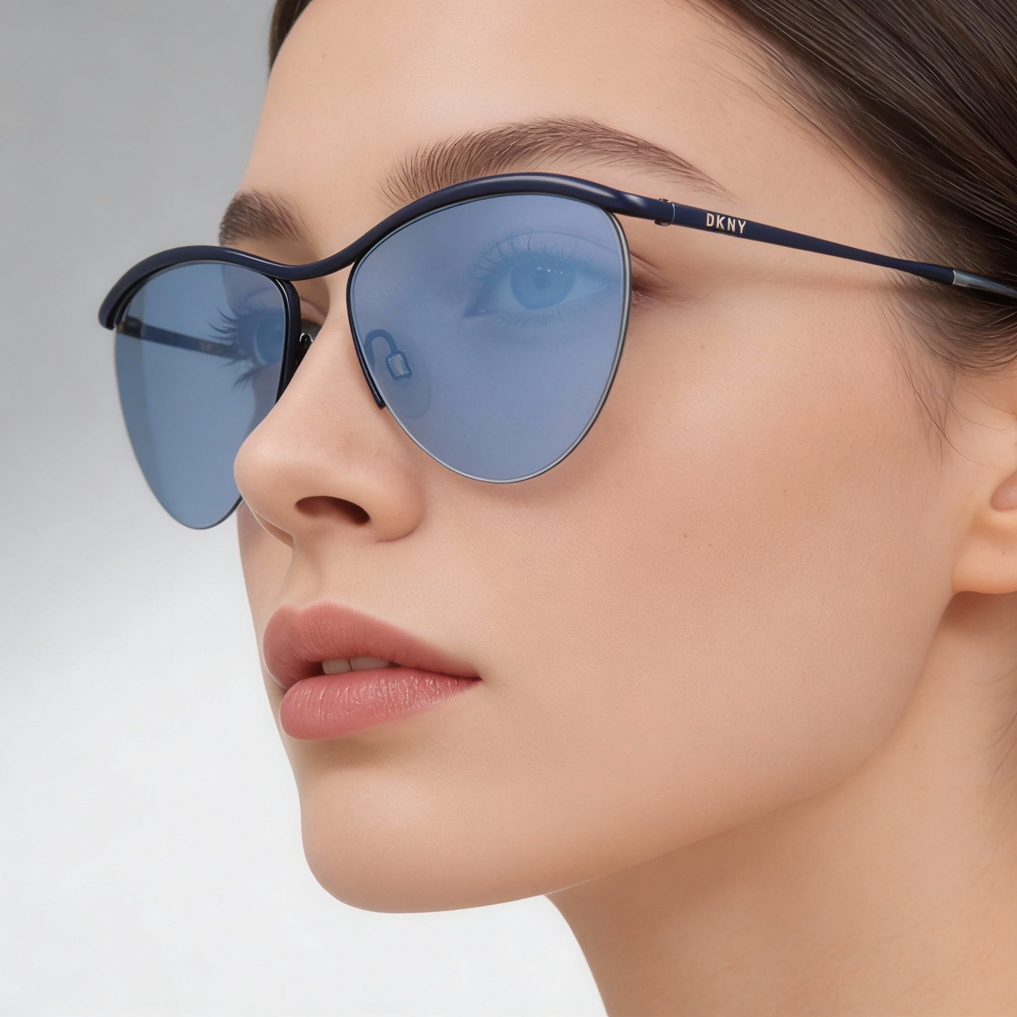 DKNY Dk107s Women's Navy Plastic Cateye Sunglasses with Blue Lenses, UV Protected, Non-Polarized 56mm, Photo 5