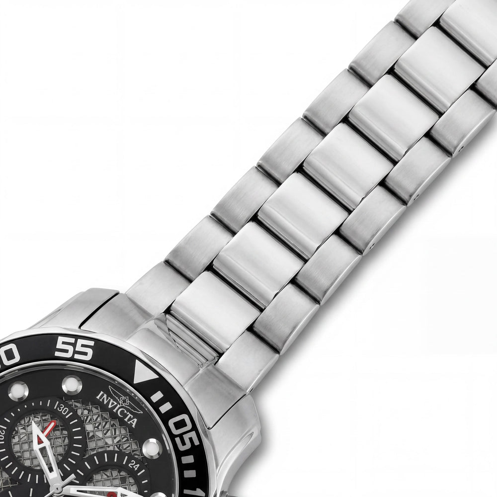 Invicta 19836 Pro Diver Reloj Cronógrafo para Hombre con Caja y Brazalete de Acero Inoxidable Plateado, Esfera Negra, Bisel Giratorio, 49mm