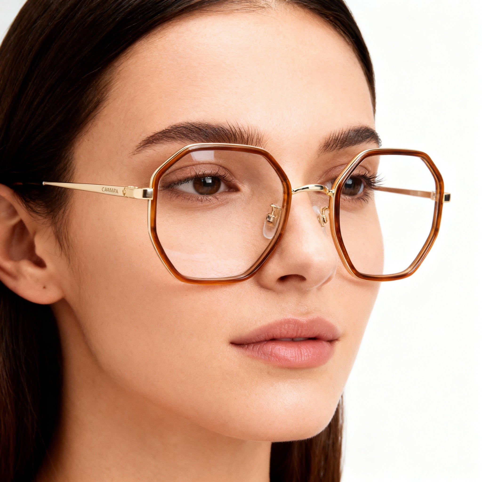 Carrera 3034 Women's Casual Optical Glasses with Brown Horn Stainless Steel Frame 51-22-140, Photo 3