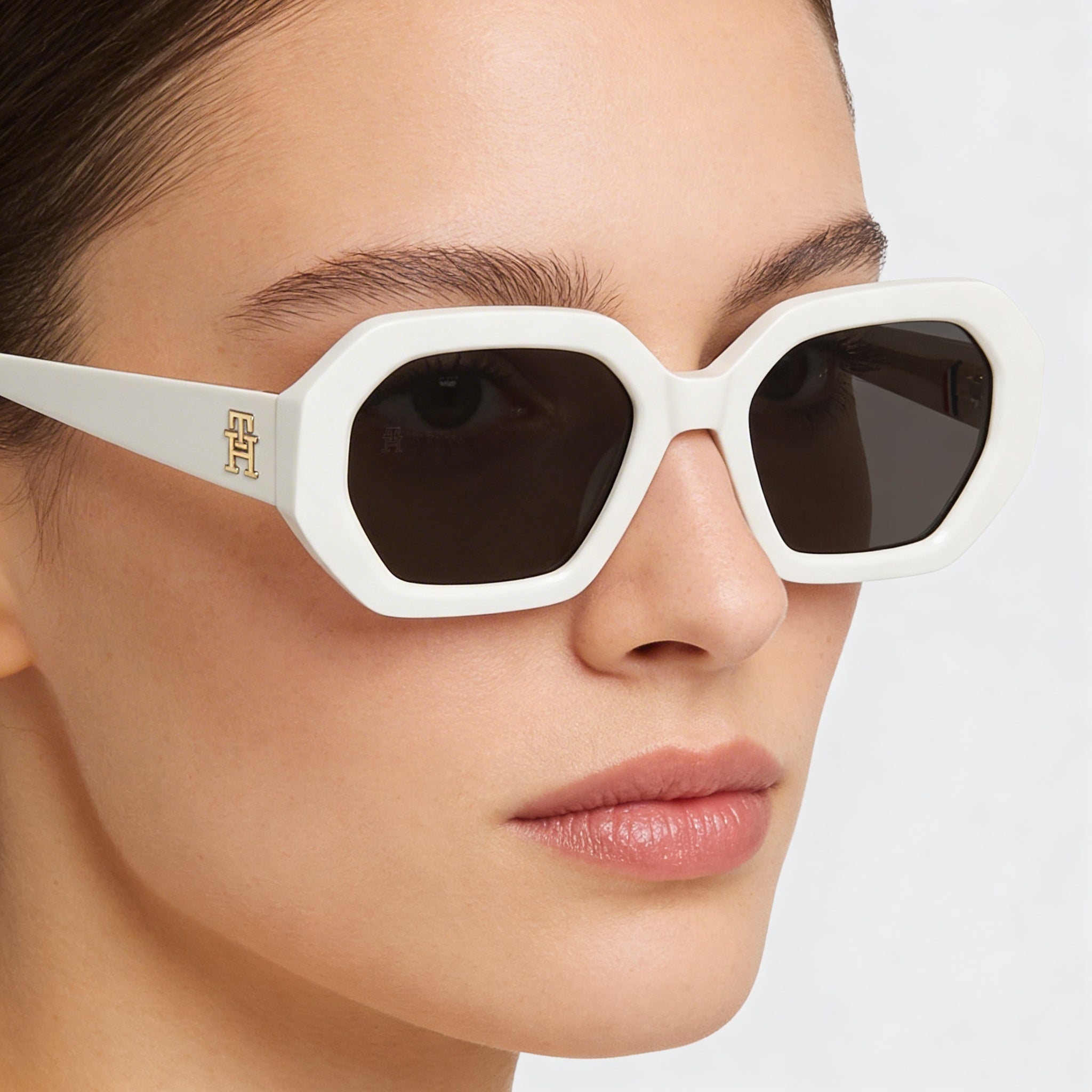 Gafas de sol Tommy Hilfiger Casual para mujer, de acetato color marfil, no polarizadas, 100% protección UV, 52 mm, Photo 3