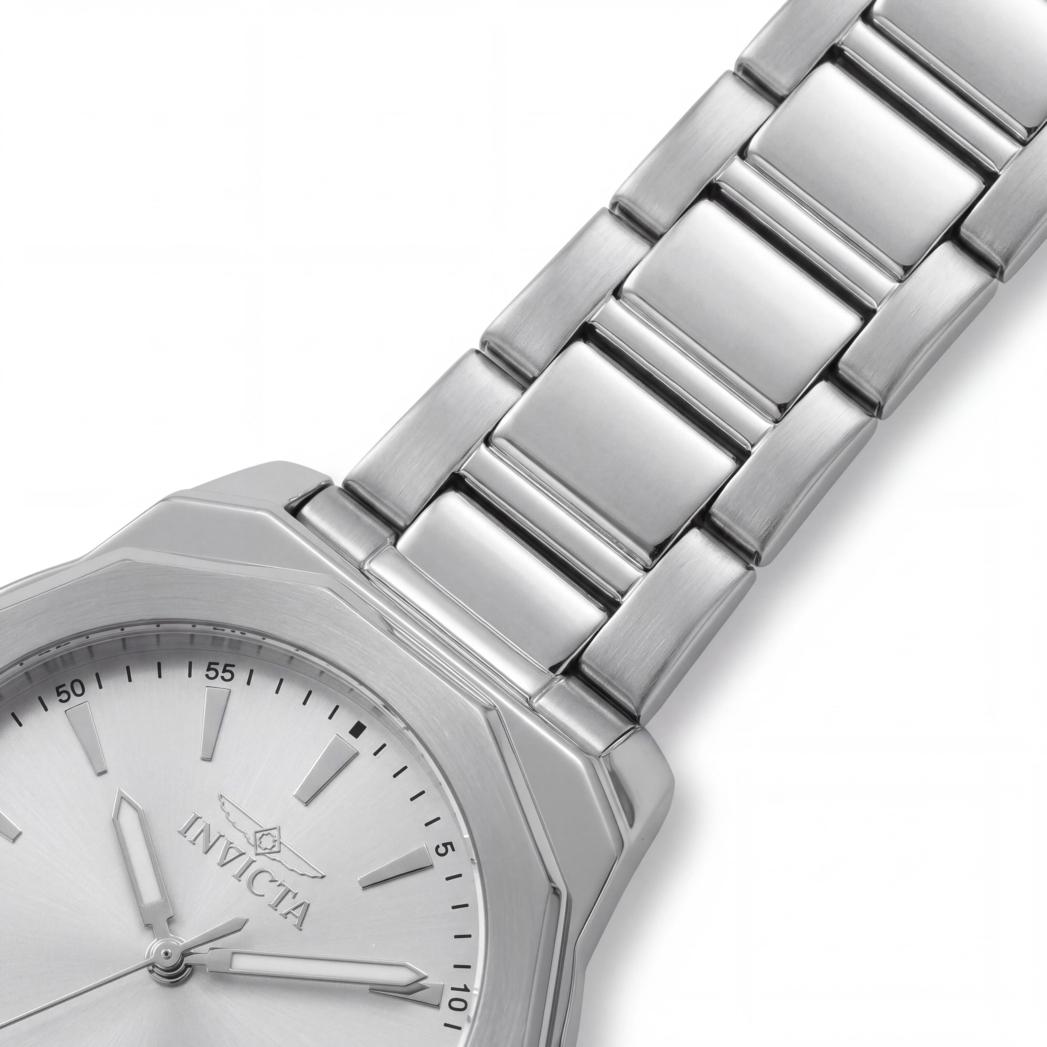 Reloj Invicta unisex, pulsera de acero inoxidable plateado, movimiento de cuarzo, resistente al agua, pantalla analógica, caja redonda de 34 mm, Photo 3