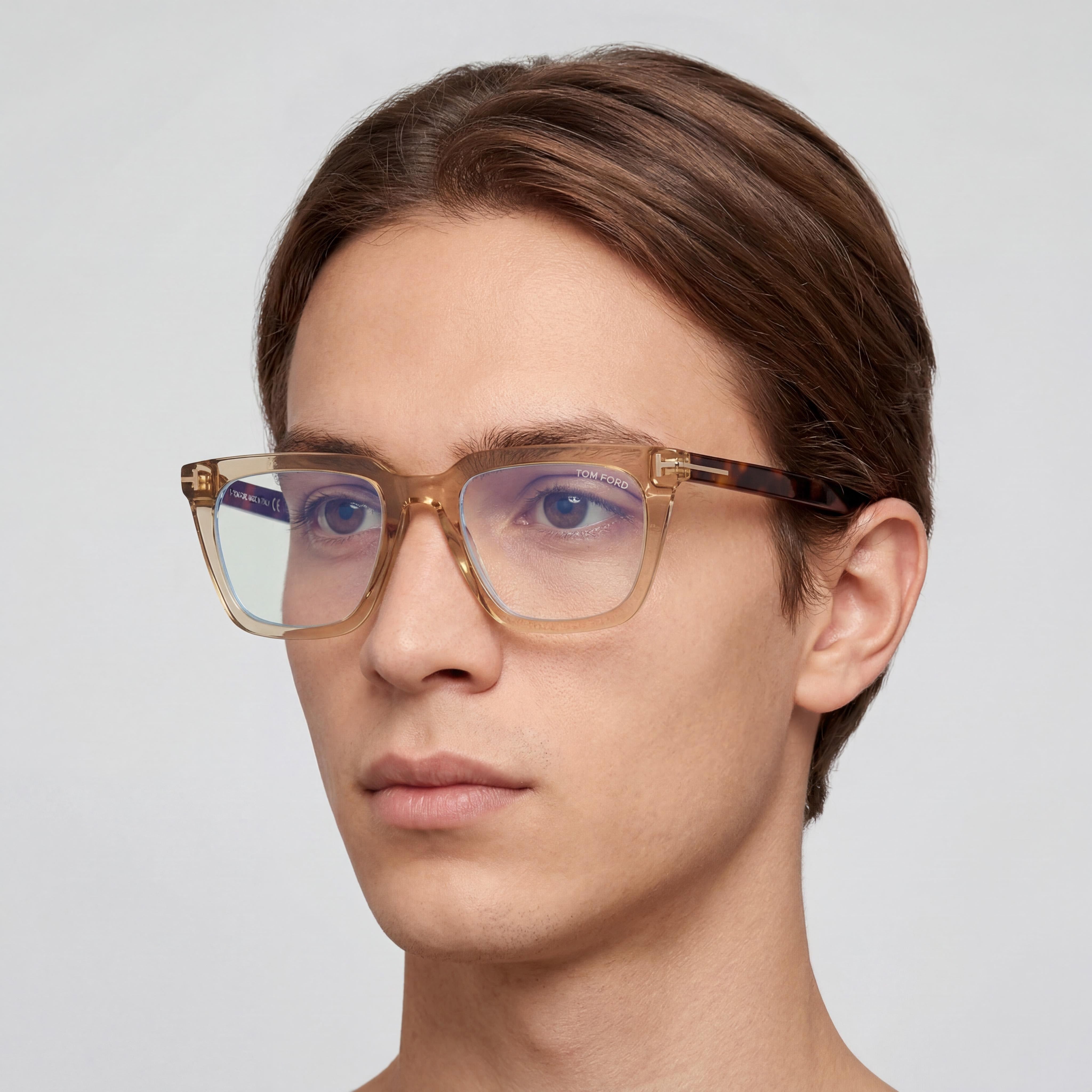 Tom Ford Ft5963-b Gafas Unisex con Montura de Material Café, Café Claro Brillante, Lentes de Policarbonato 50-20-145, Photo 5
