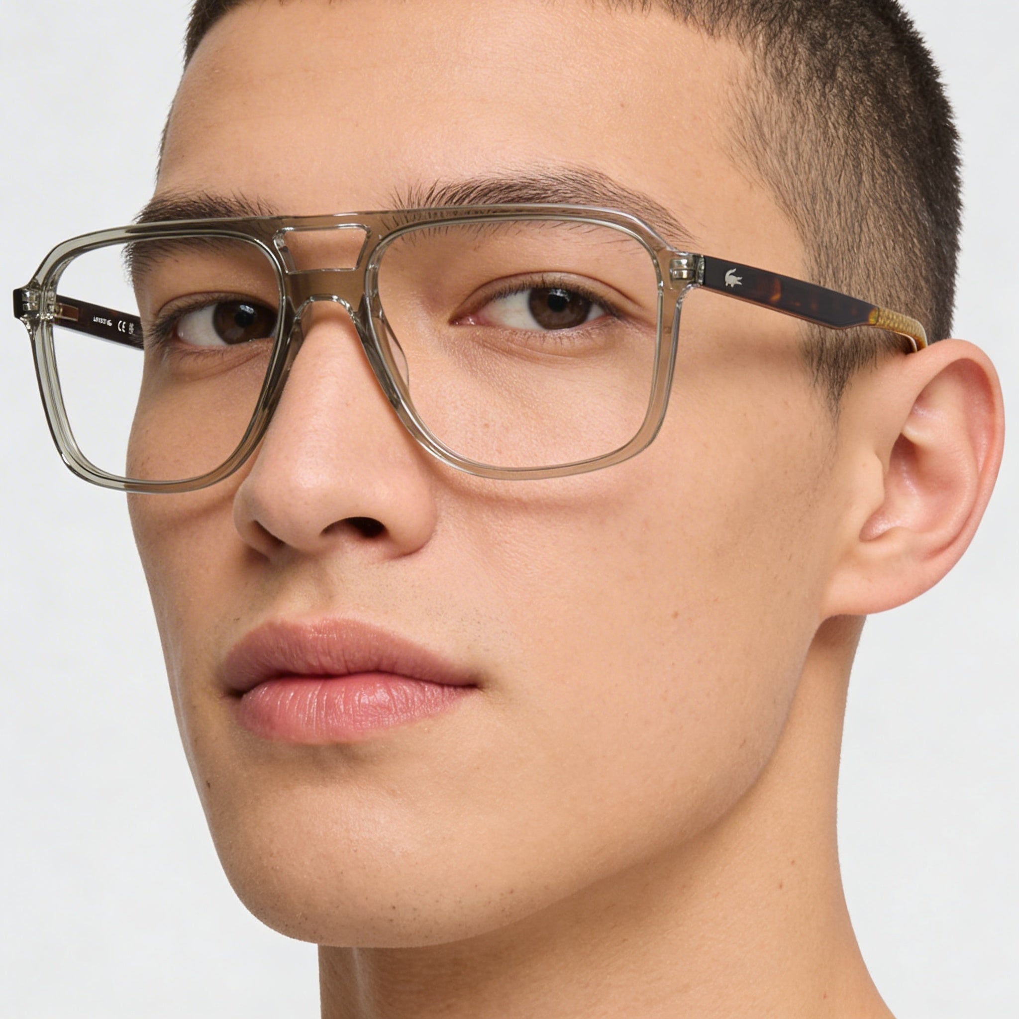 Lacoste Casual Unisex Transparent Grey Acetate Eyeglasses with Transparent Lenses 58mm, Photo 4
