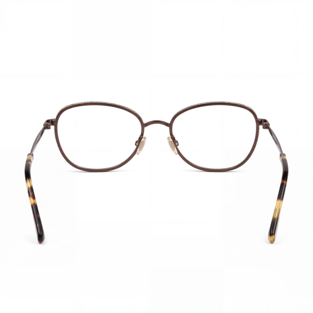 Gafas ópticas ovaladas para mujer JIMMY CHOO Crystal & Glitter, metal marrón con adornos de cristal, 54 mm