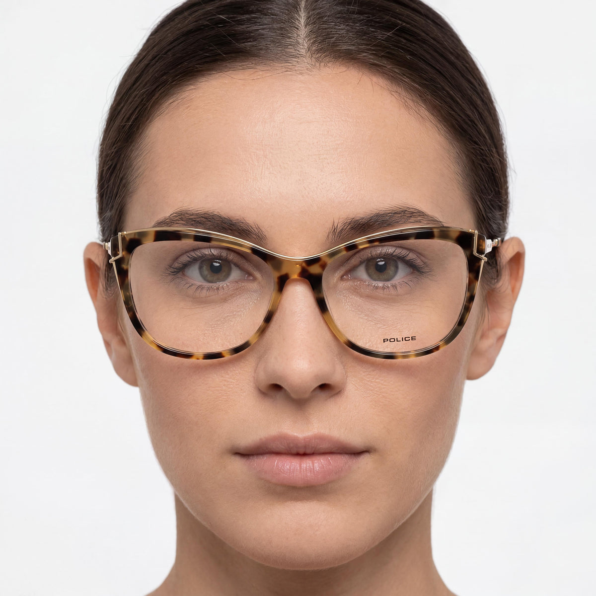 Police Modern Style Women's Optical Frames, Havana Acetate + Metal, Polycarbonate Lenses, 55mm Lens Width, Photo 3
