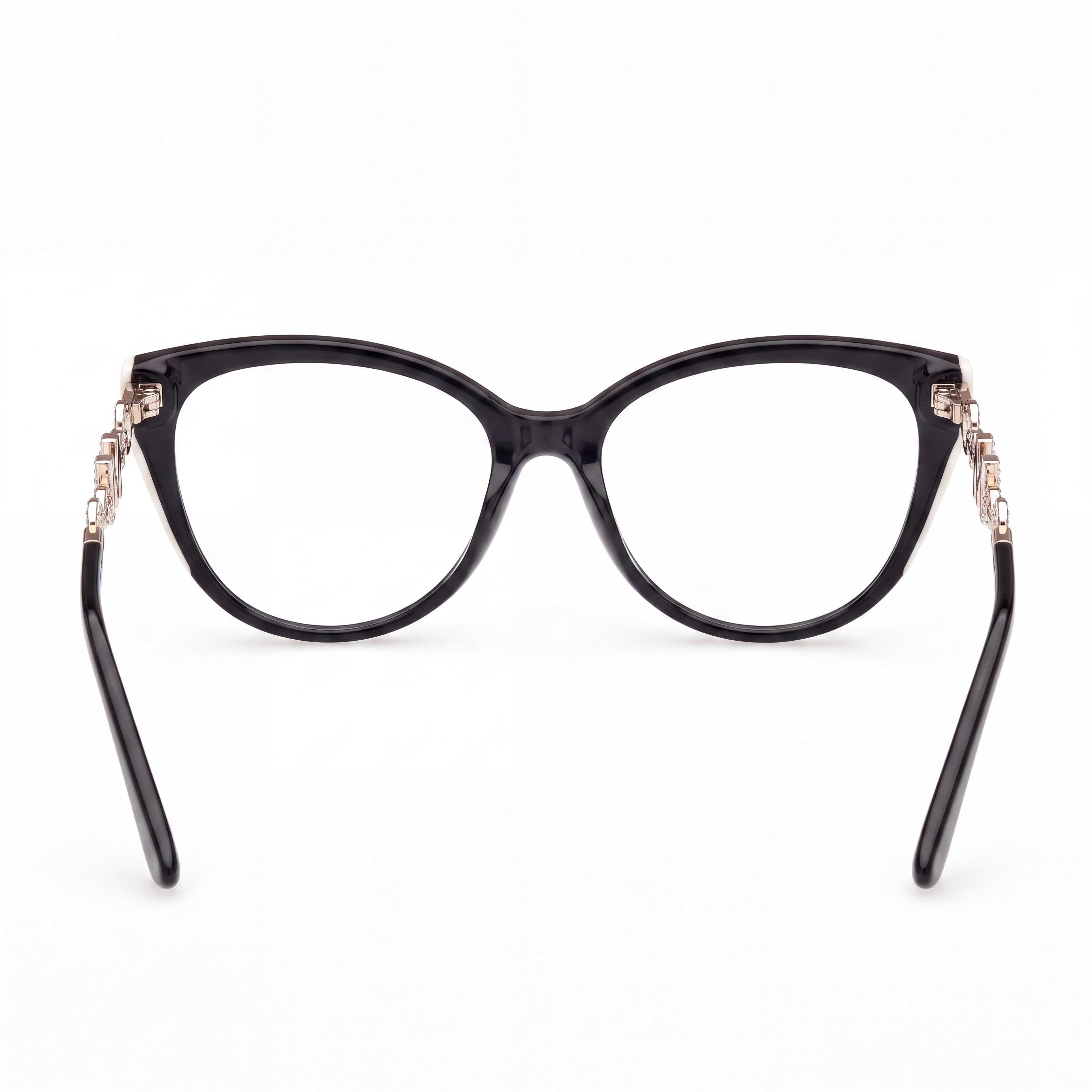 GUESS by Marciano GM 50006 Women's Plastic Frame Eyewear in Black and Pale Gold, 54mm Lens, Photo 3