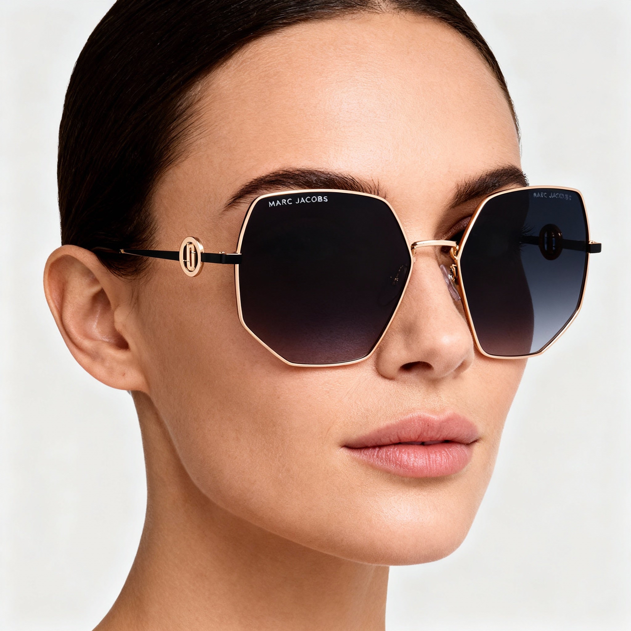 Marc Jacobs 730/S Women's Gold Havana Metal Brown Shaded Non-Polarized Sunglasses 59-17-140, Photo 3