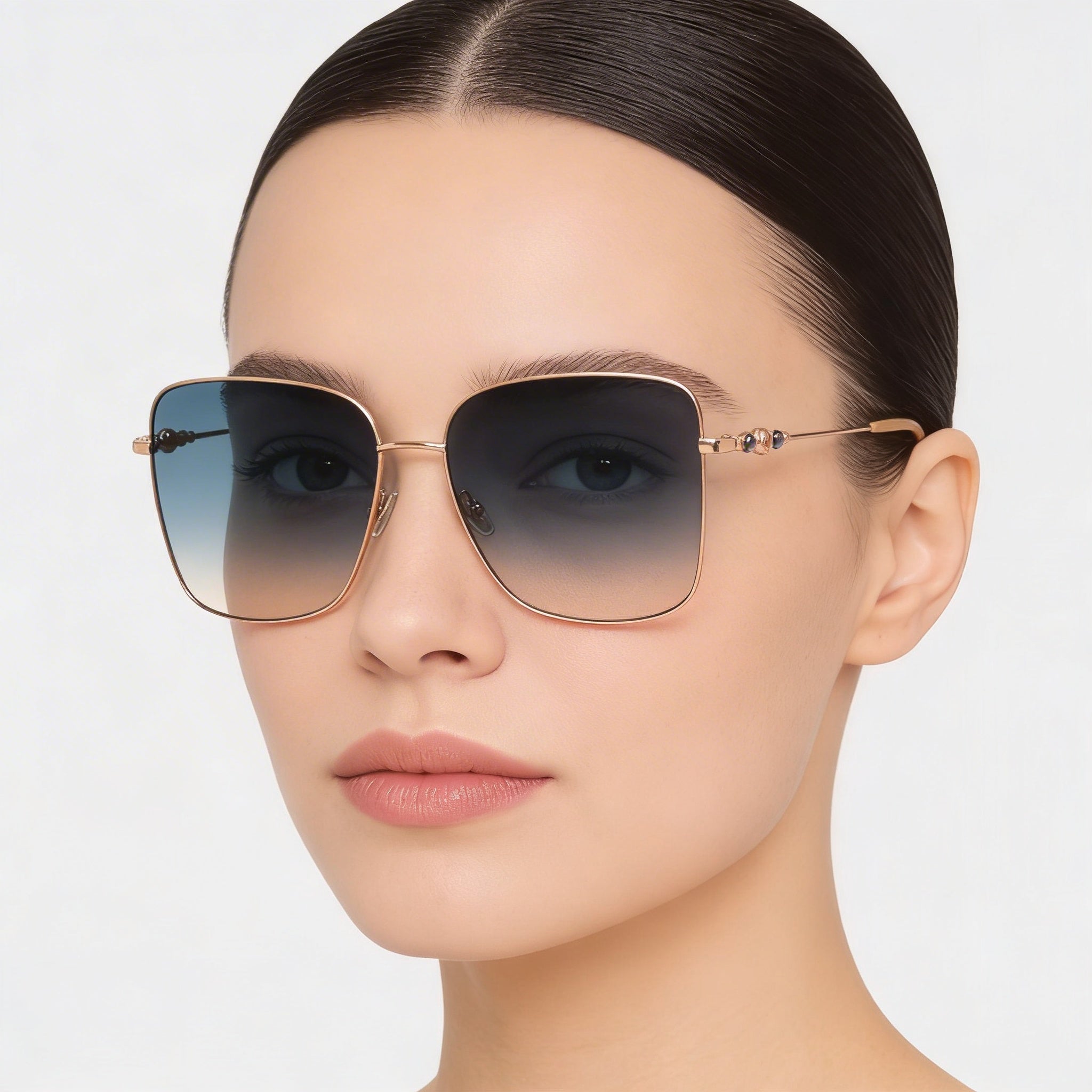 Jimmy Choo Women's Hester/S Gold Nude Stainless Steel Frame Grey Gradient Gold Lenses 100% UV Protection 59-15-145mm, Photo 4