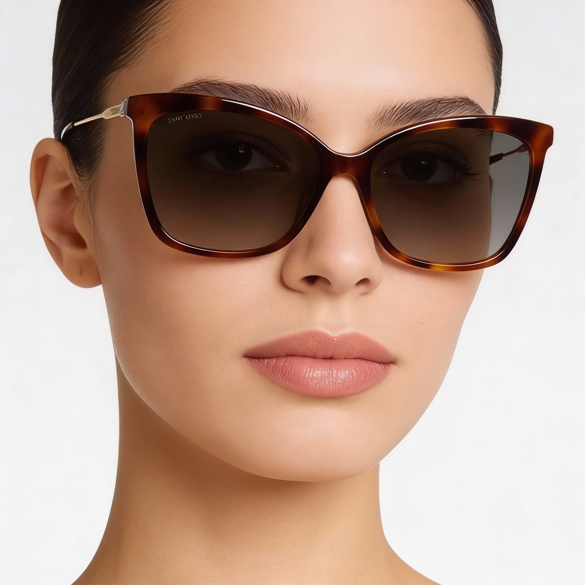 Jimmy Choo Classic Women's Havana Acetate UV Protection Sunglasses with Polycarbonate Lenses 55-17-145, Photo 5