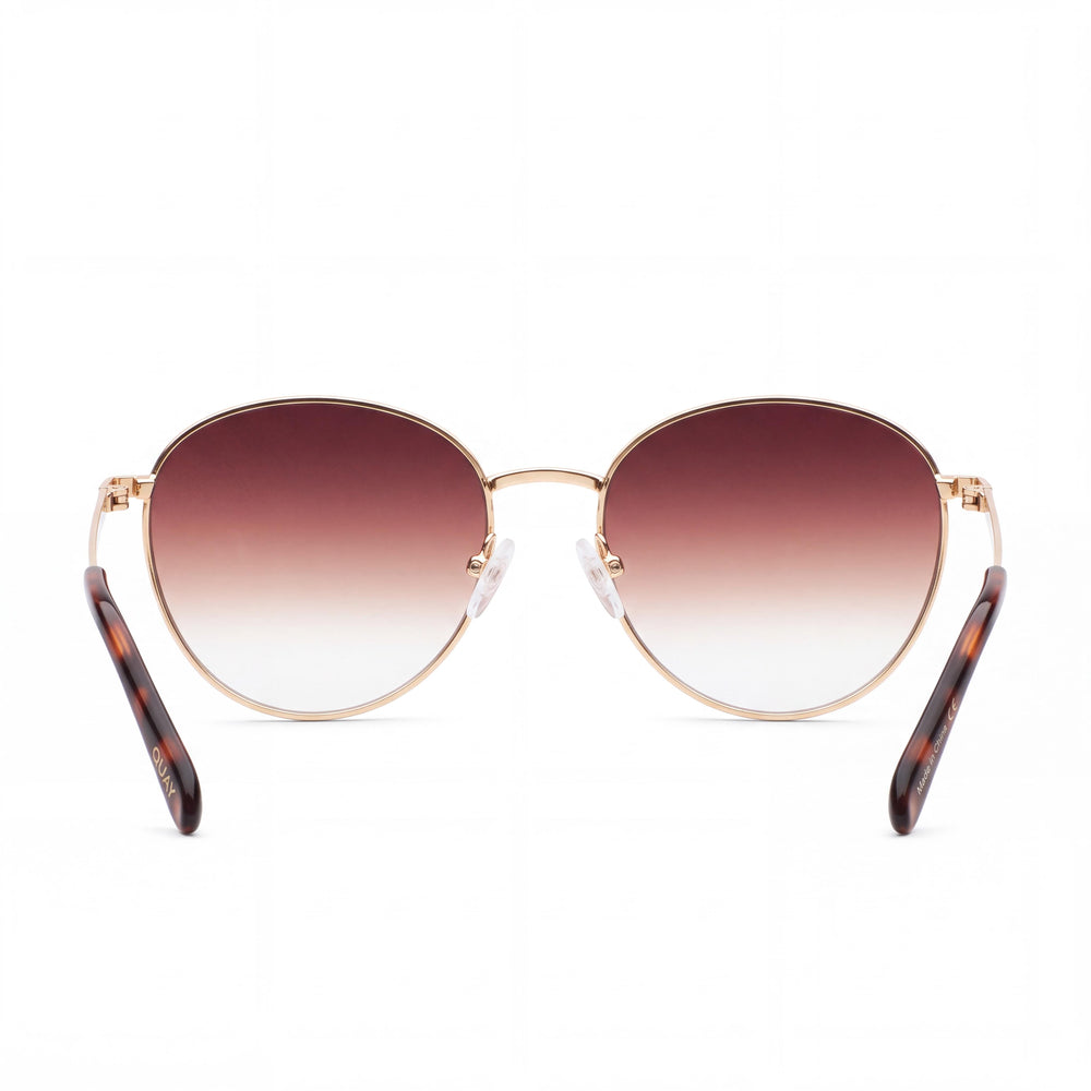 QUAY AUSTRALIA Square Unisex Sunglasses, Gold Brown Fade Plastic Frame, Brown Fade Lenses, UV Protection (145-18-145mm)