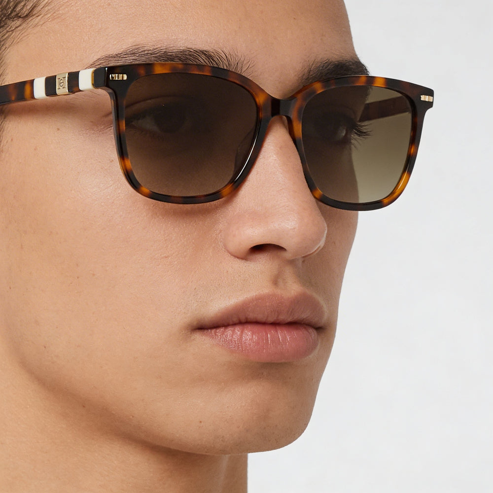 Carolina Herrera Classic Unisex Havana Ivory Acetate Non-Polarized 100% UV Protection Sunglasses 57-18-145