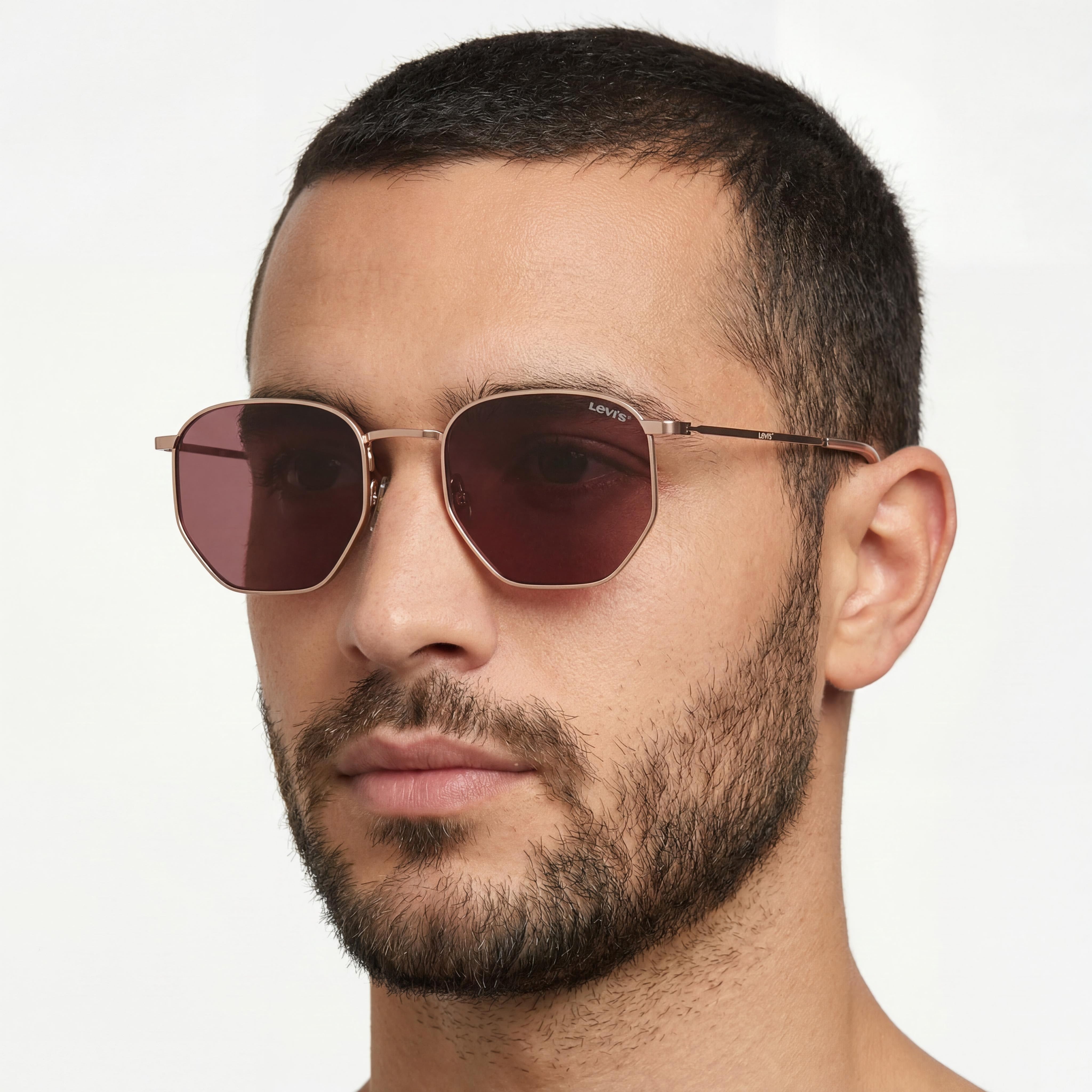 Levi's Casual Men's Gold Copper Metal Pink Lens UV Protected Sunglasses 51mm, Photo 5