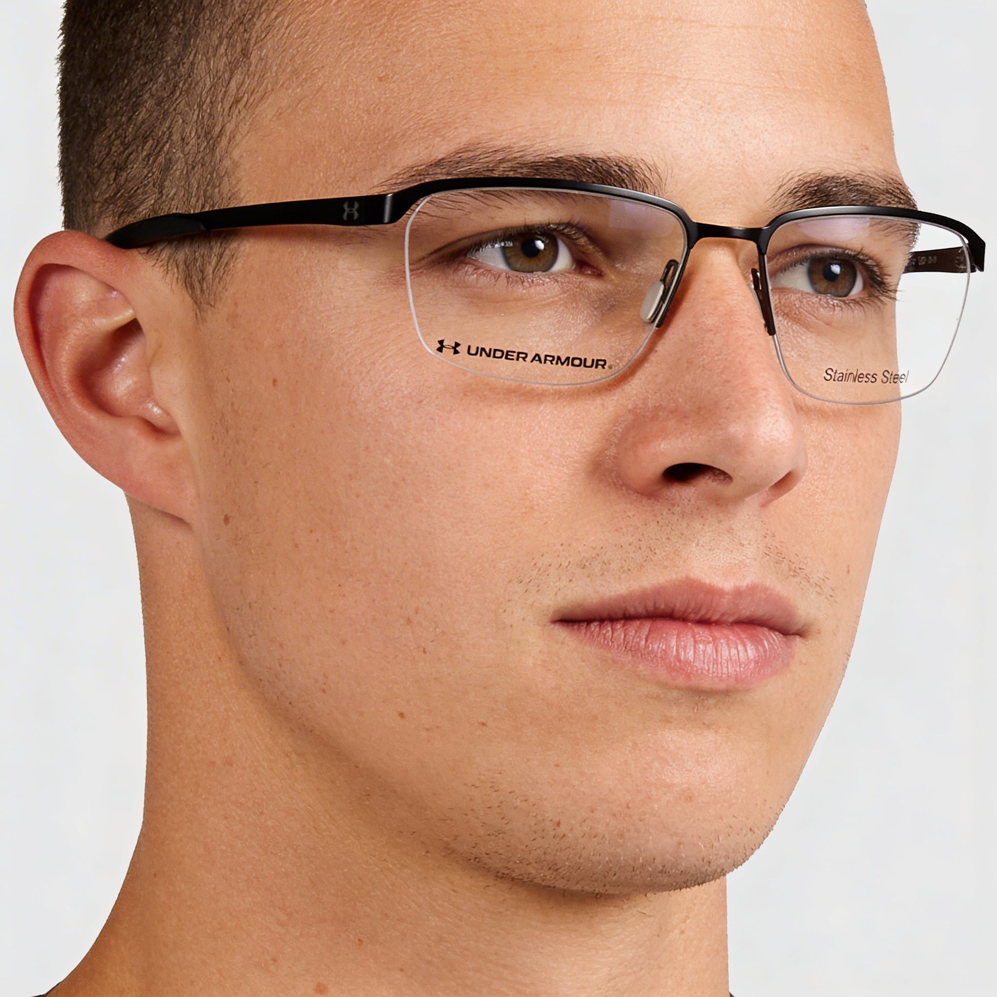 Under Armour Black Rectangle Eyeglasses for Men, Alloy Steel 56mm, Photo 3