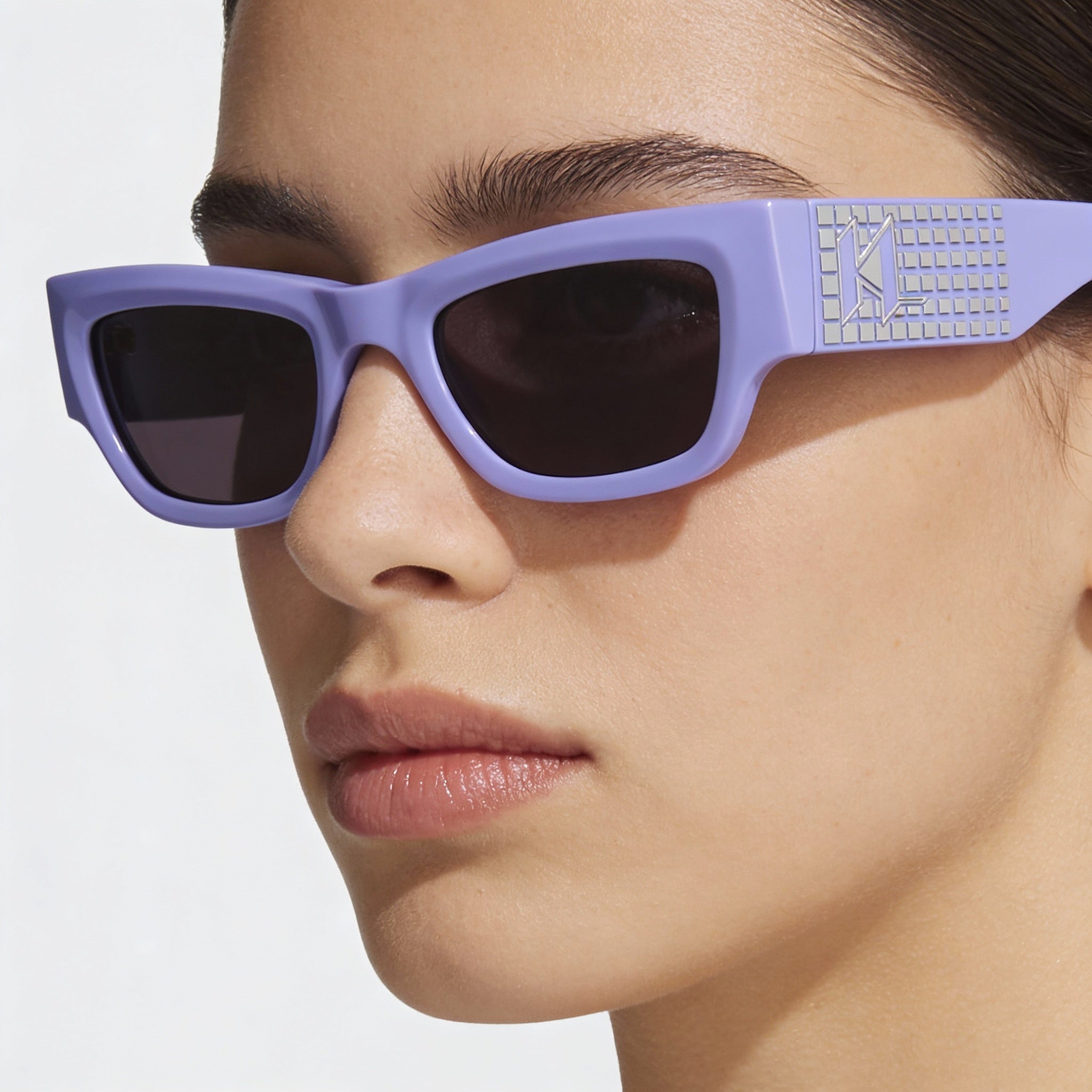Karl Lagerfeld Paris Kl6141s Women's Violet Frame Rectangular Bio-Injected UV Protection Polycarbonate Sunglasses 52mm, Photo 4