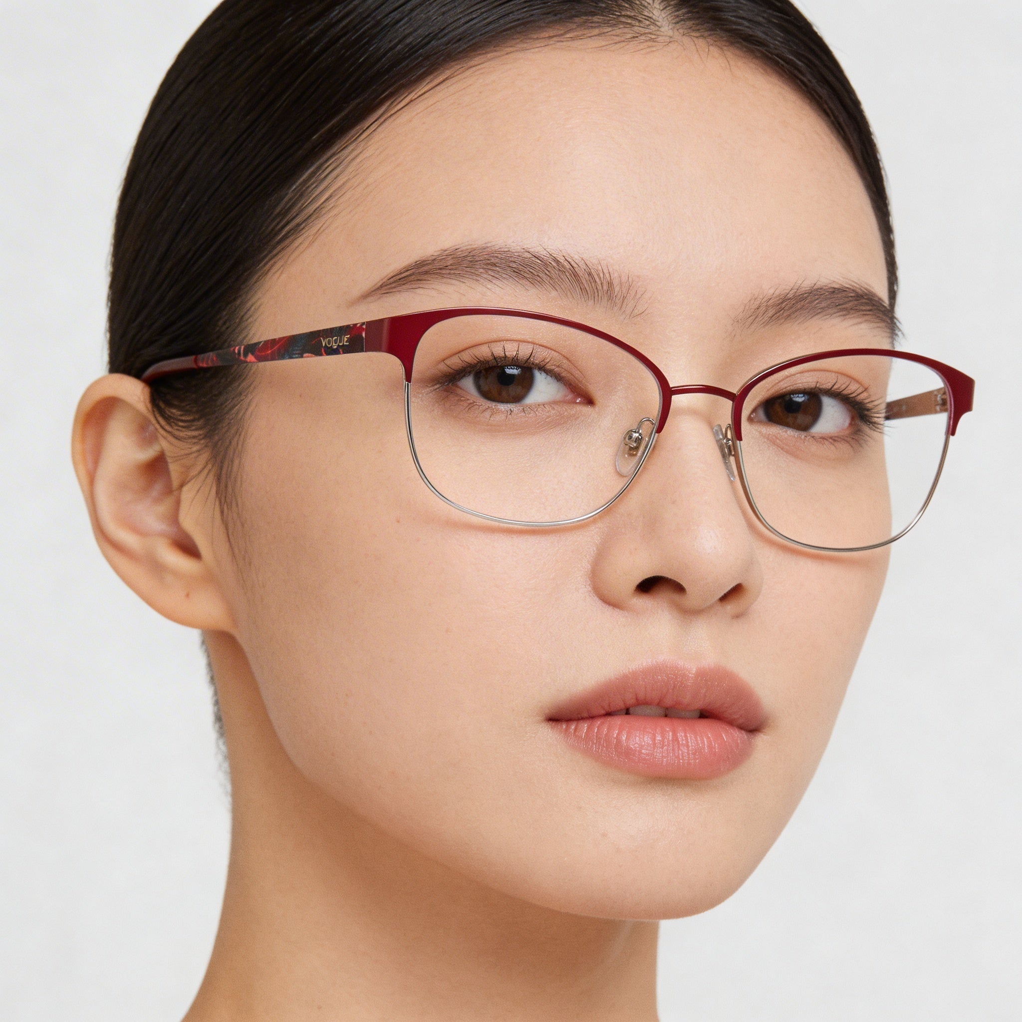 Vogue Eyewear Vo4072 Rectangular Metal Eyeglass Frames Women's Dark Red Silver Lens Width 52mm, Photo 5