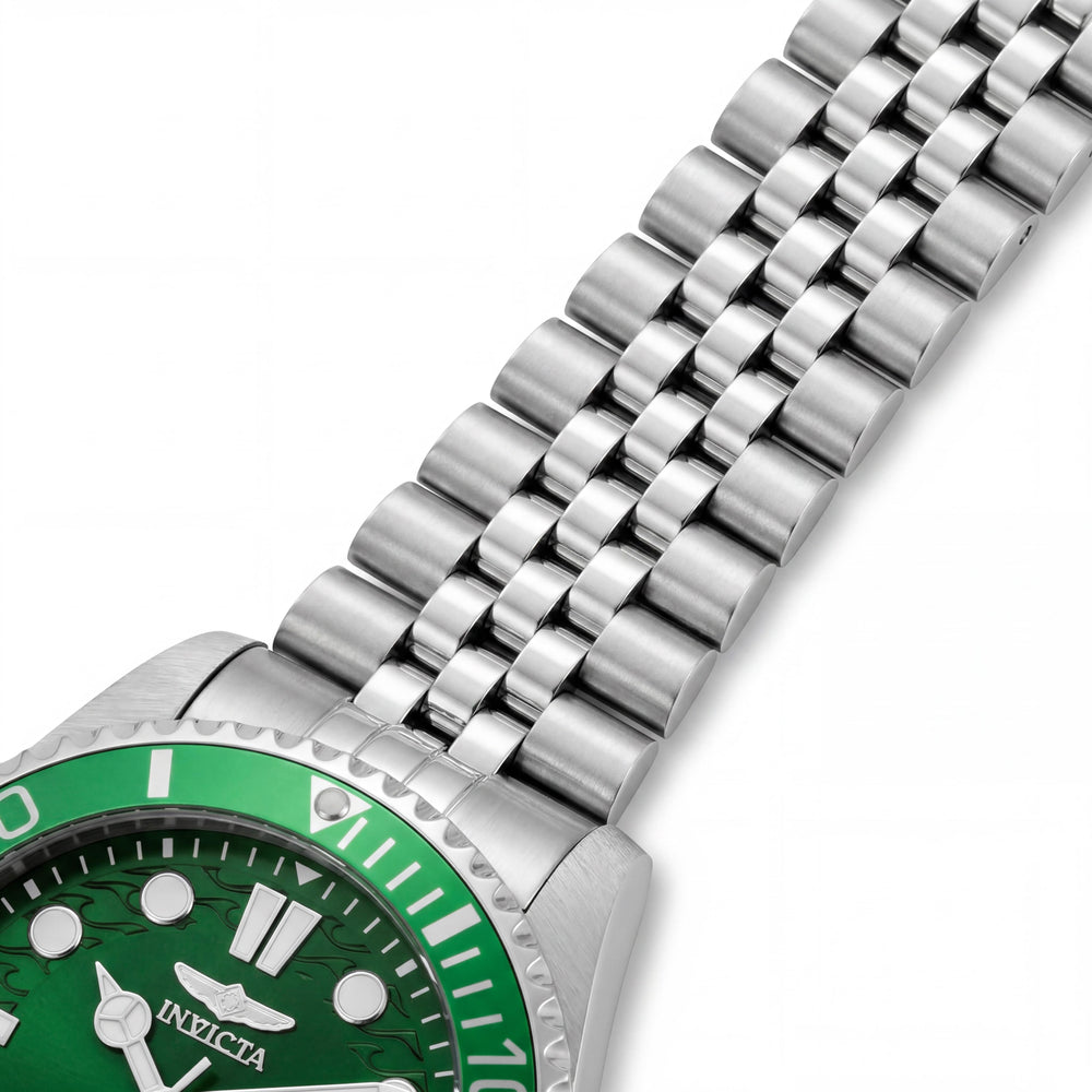 Invicta Pro Diver 30611 Reloj de cuarzo para hombre, acero inoxidable plateado, esfera verde, resistente al agua, 43 mm