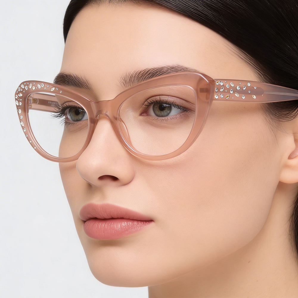 Gafas GUESS by Marciano Gm50016 para mujer, montura de plástico beige brillante con lentes de no policarbonato 53/20/140