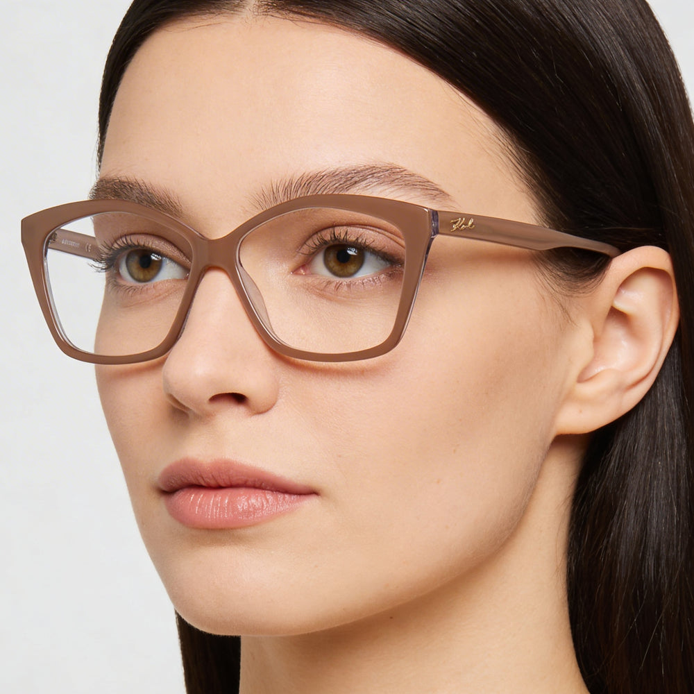 Gafas de sol informales para mujer KARL LAGERFELD, de policarbonato no polarizado, con montura de acetato trilaminar color camel, 54 mm
