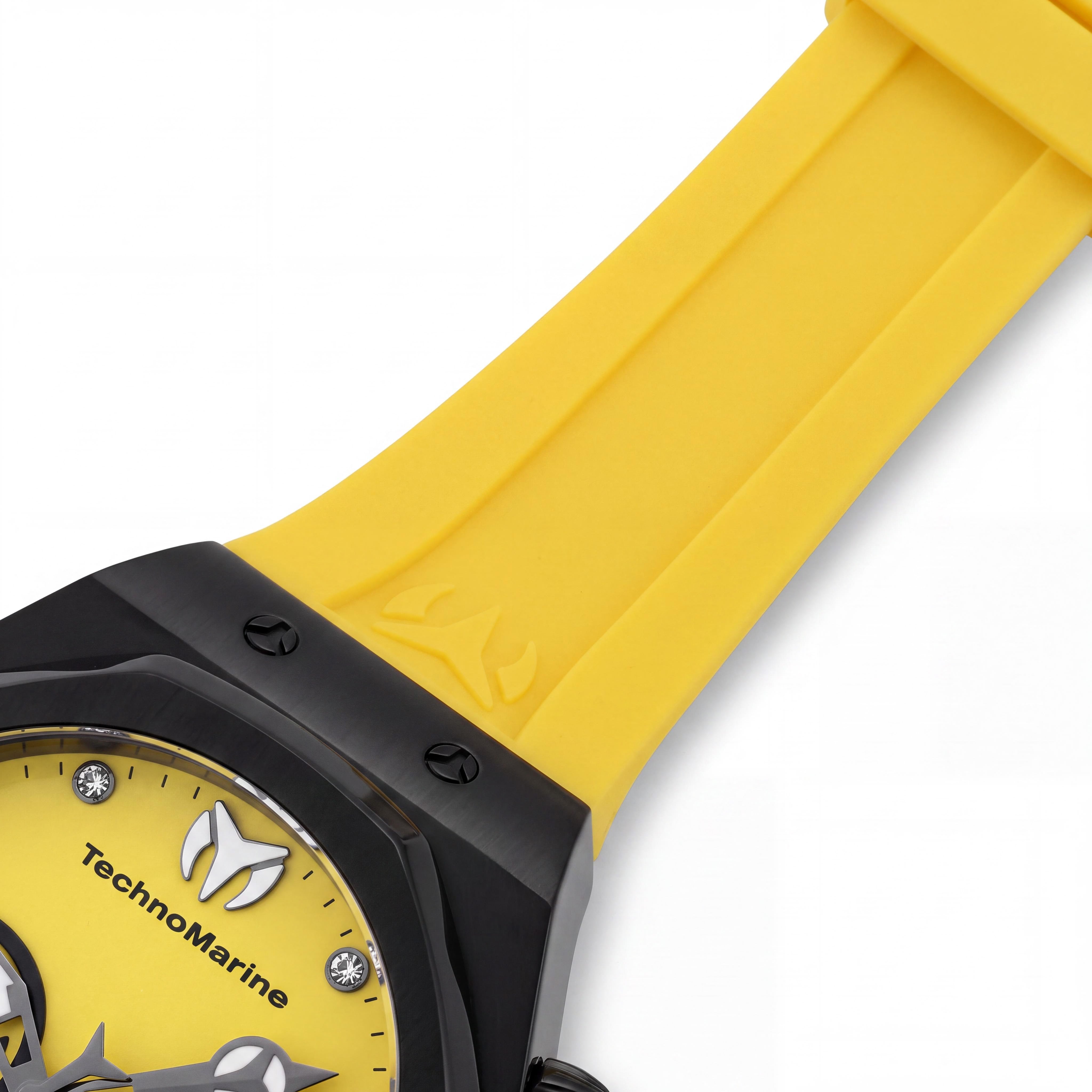 TechnoMarine Reef - Sun TM-523002 Men's Chronograph Quartz Watch, Black Case, Yellow Silicone Strap, 45mm, Photo 3