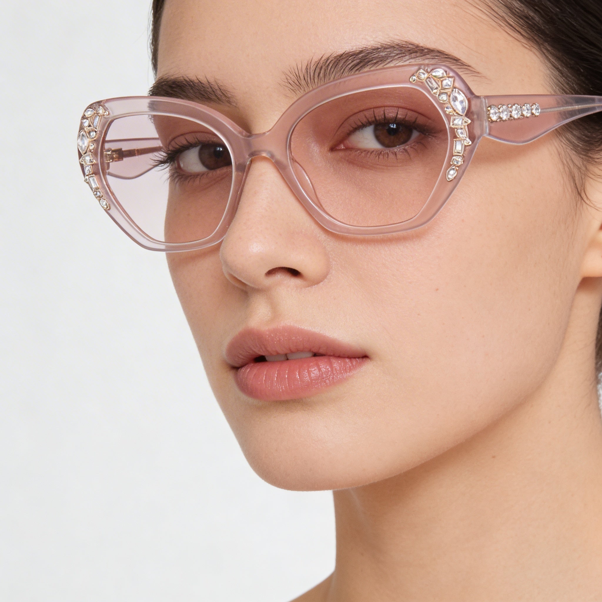 Guess by Marciano Gm50039 Gafas sin graduar de mujer con montura de plástico brillante beige 53-18-140, Photo 4