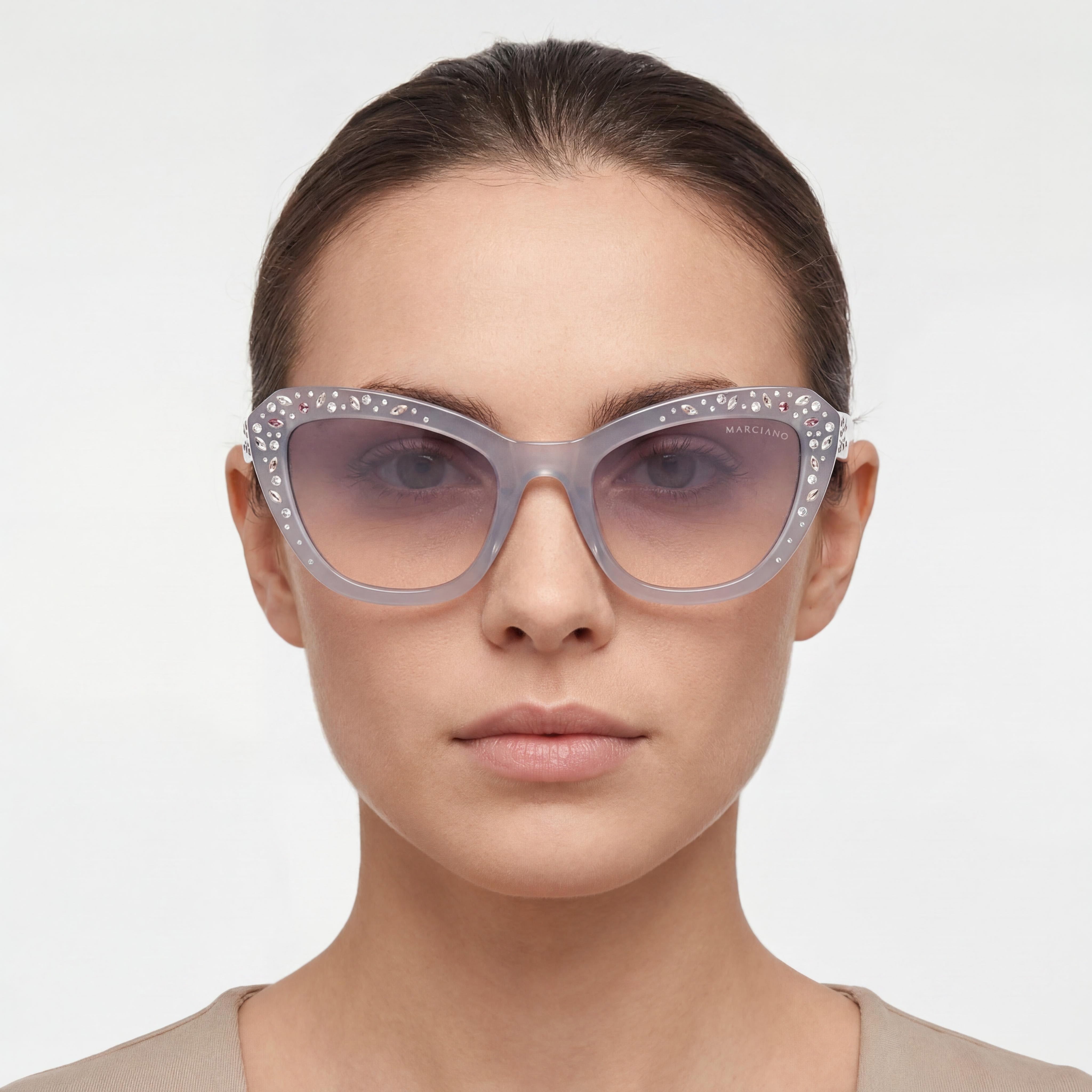 GUESS by Marciano Gm00016 Women's Shiny Grey Plastic Frame Non-Polarized Eyewear 53-22-140, Photo 4