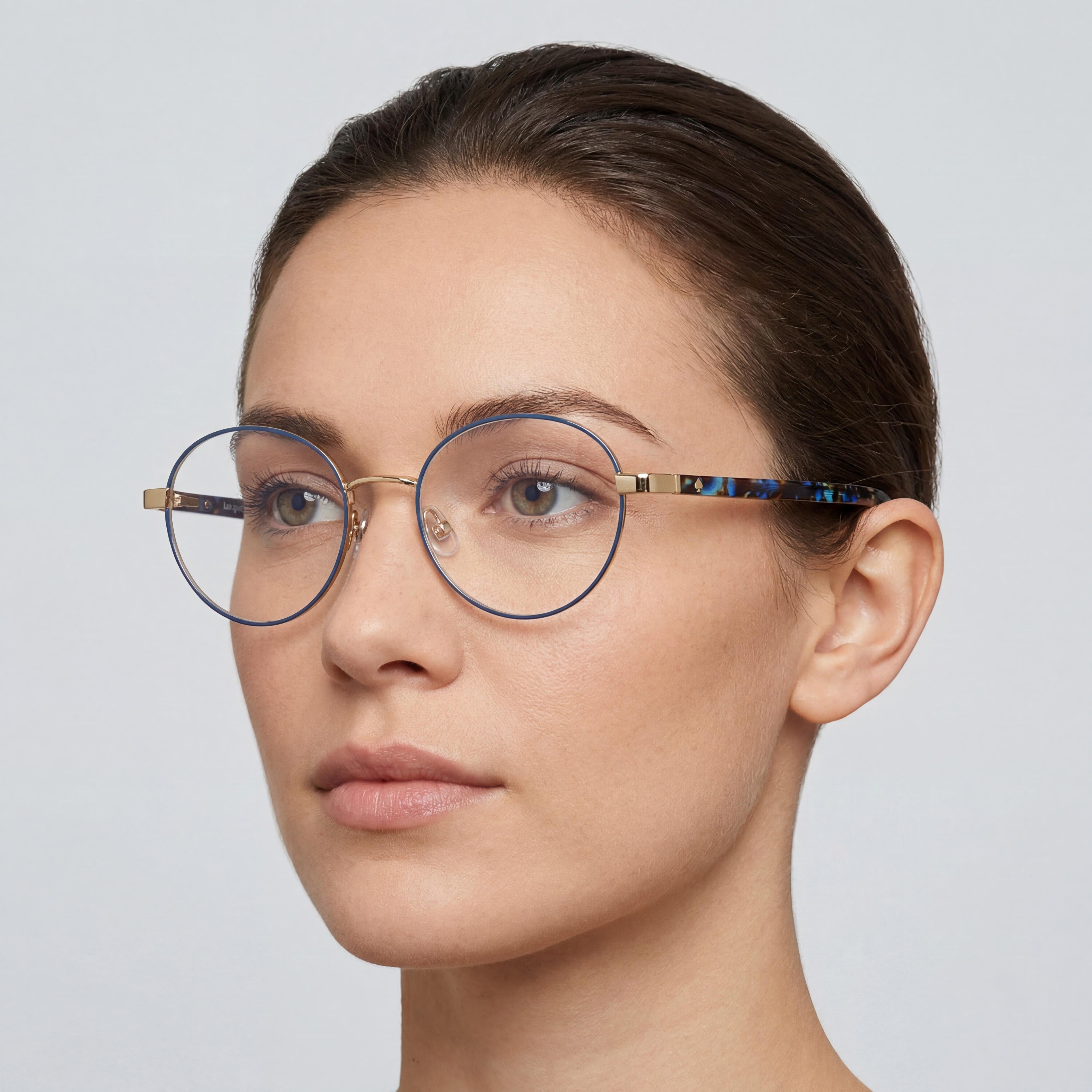kate spade new york Marciann Women's Gold Blue Plastic Eyeglasses Frame Lens 49mm Bridge 19mm Temple 140mm, Photo 4