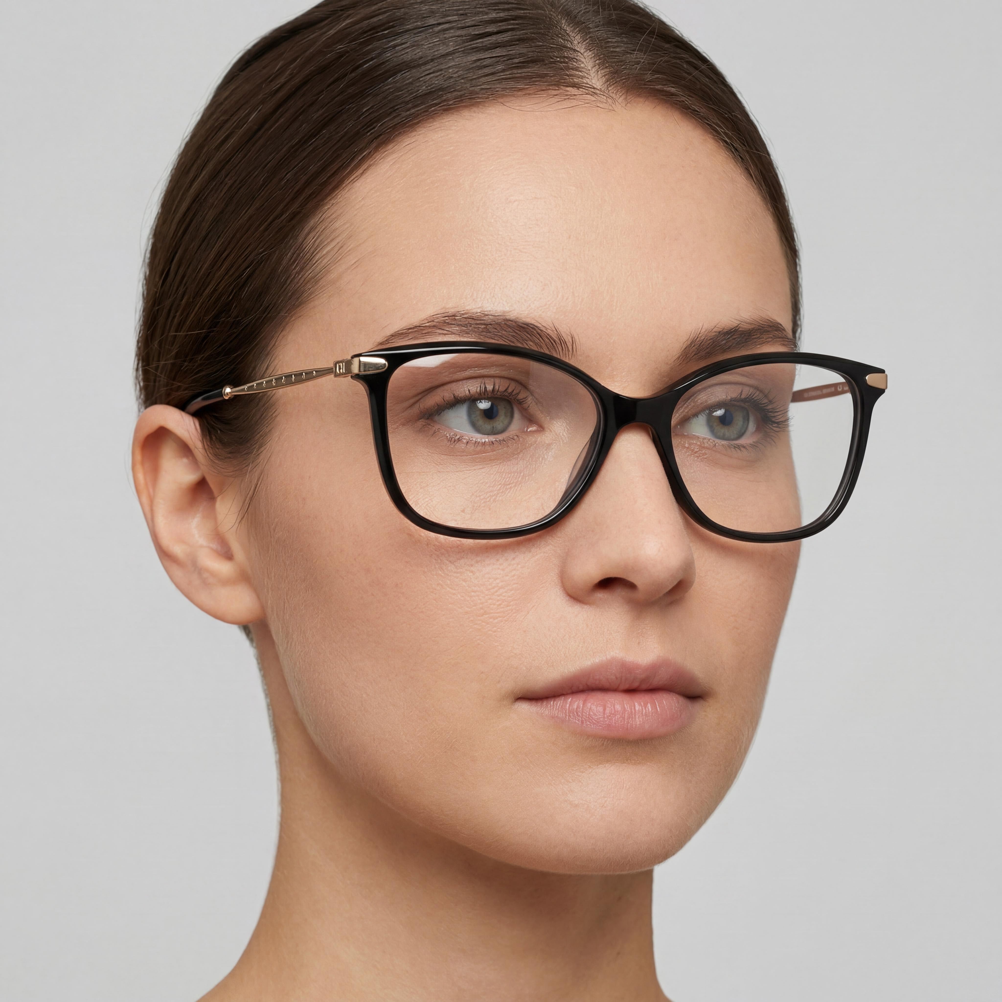 Carolina Herrera Classic Women's Black Gold Plastic Eyewear 54mm, Photo 3