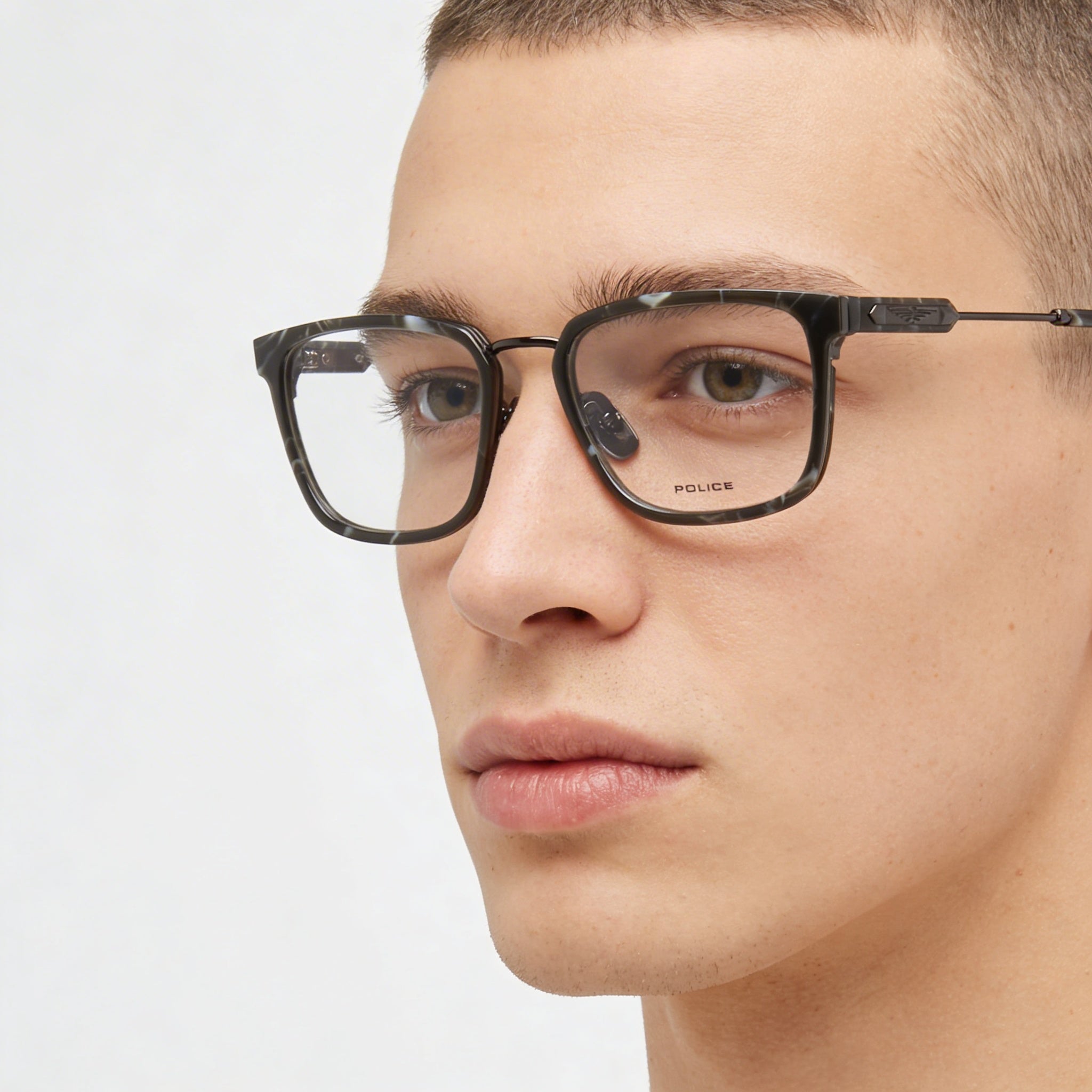 Police Classic Vision Glasses for Men with Shiny Gun Frame and Plastic Lenses, Photo 5