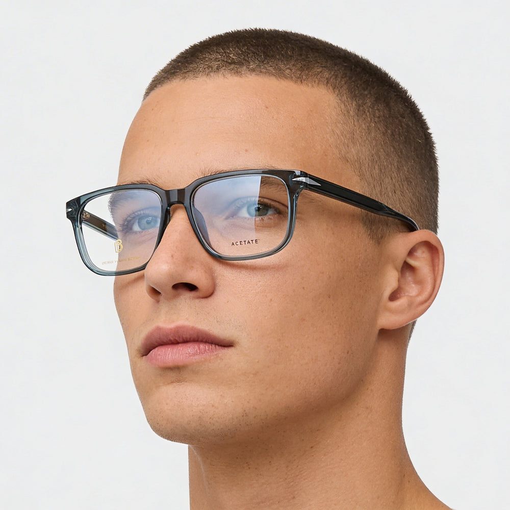 Gafas de sol David Beckham DB 1022 para hombre con montura de plástico azul y lentes de policarbonato de 52 mm de ancho.