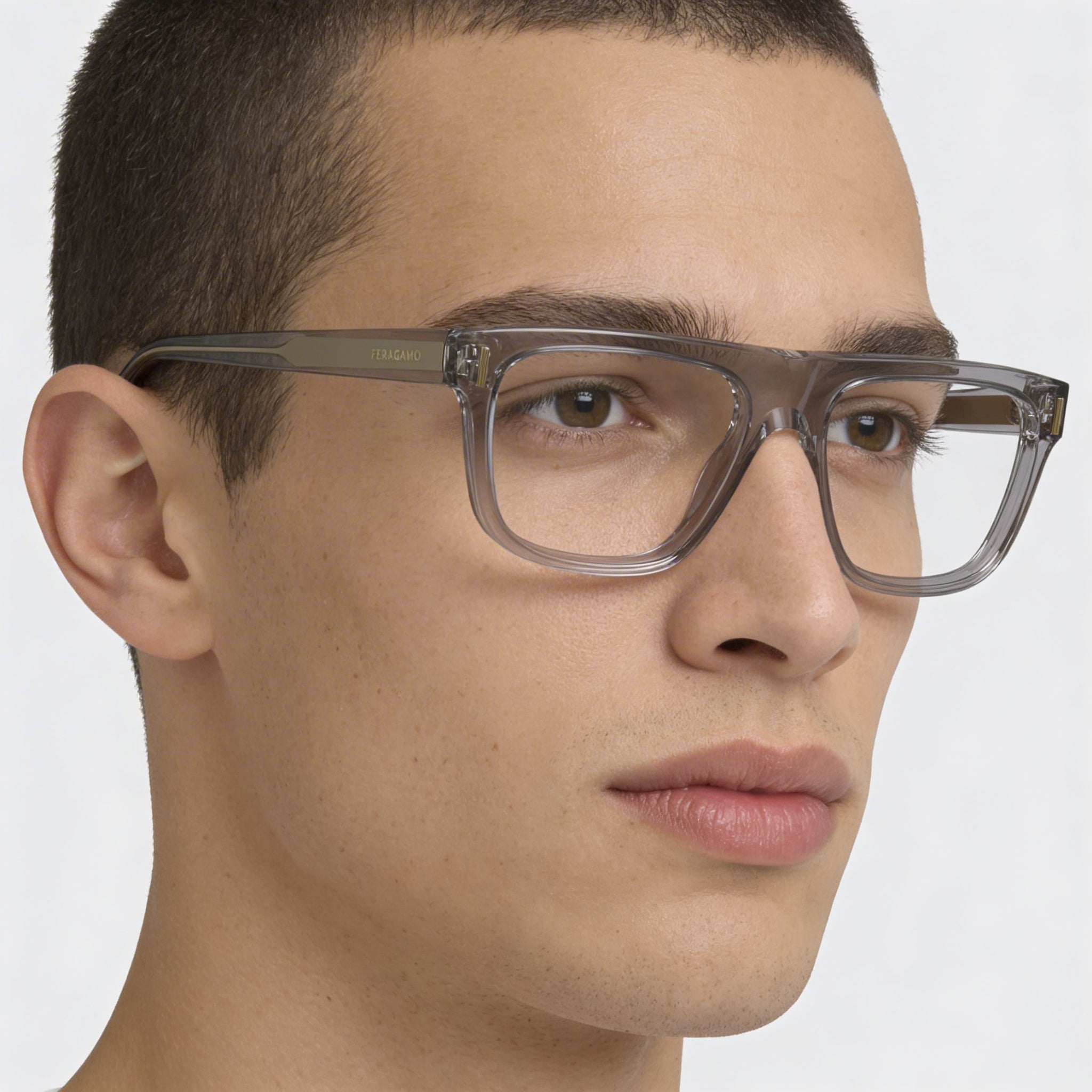 Gafas Ferragamo Sf2997 de acetato gris claro para hombre con lentes de policarbonato 55 mm, Photo 5