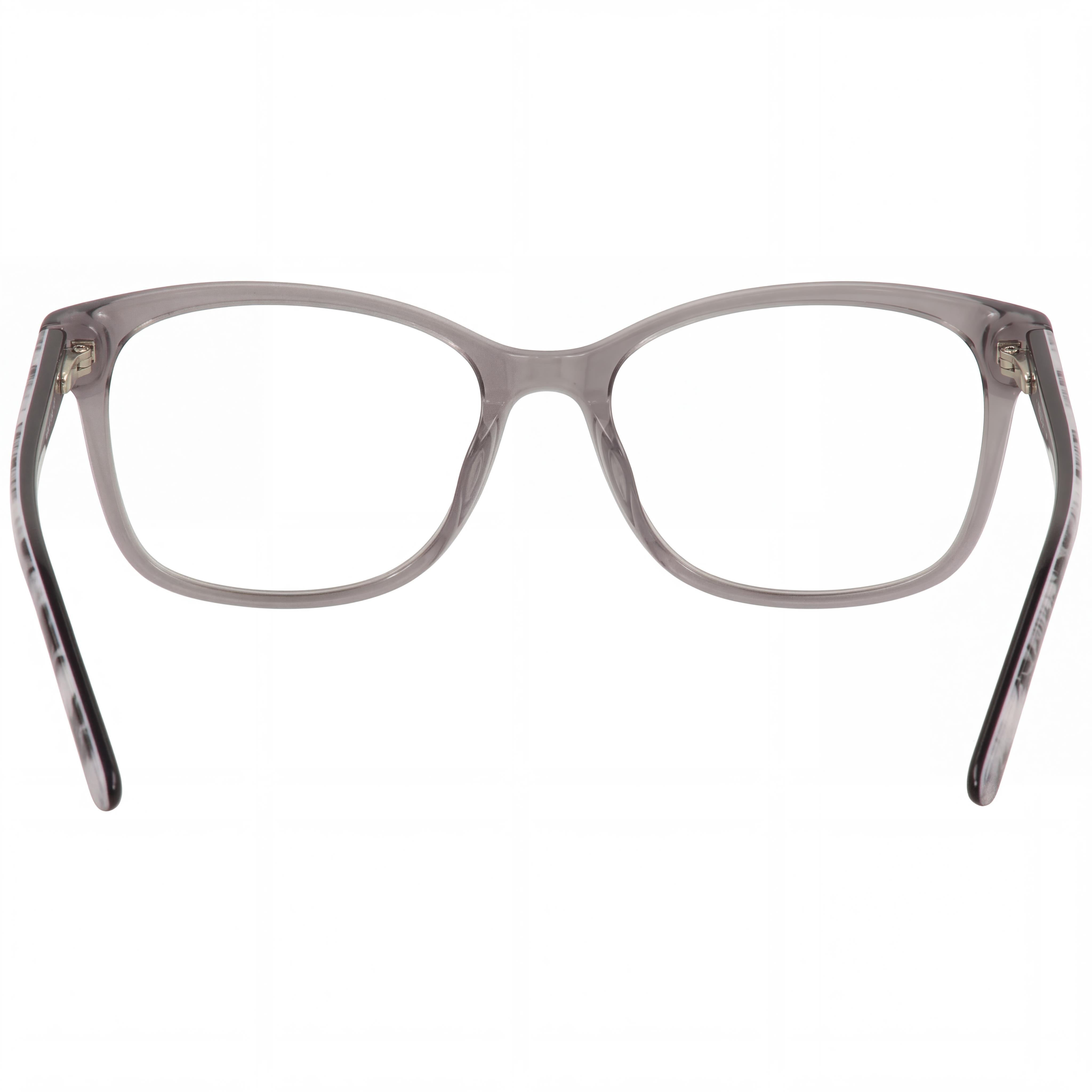 bebe BB5163 Women's Cat Eye Full Rim Plastic Eyeglasses with Clear Plastic Lenses, Grey Crystal Floral Frame 55mm, Photo 3