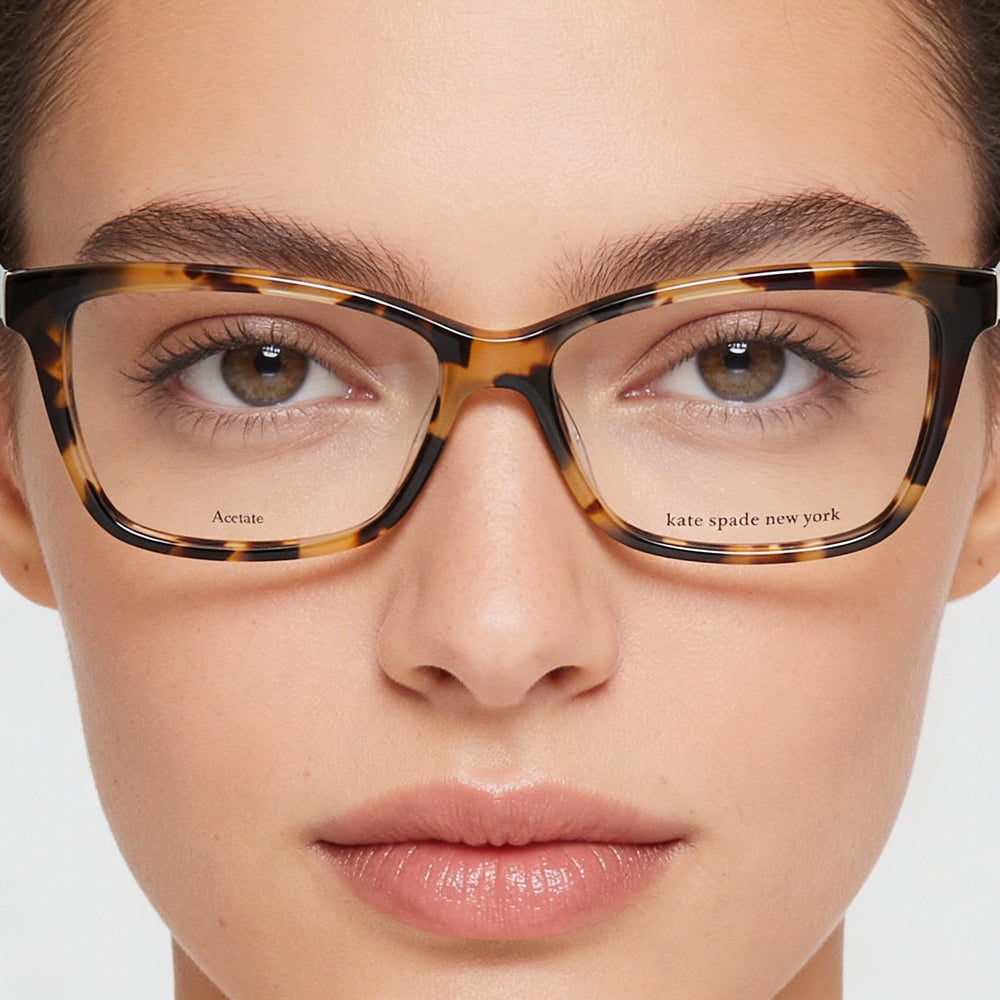 kate spade new york Gafas de mujer Camberly con montura de plástico negro habana y lente de policarbonato - Tamaño de lente de 53 mm