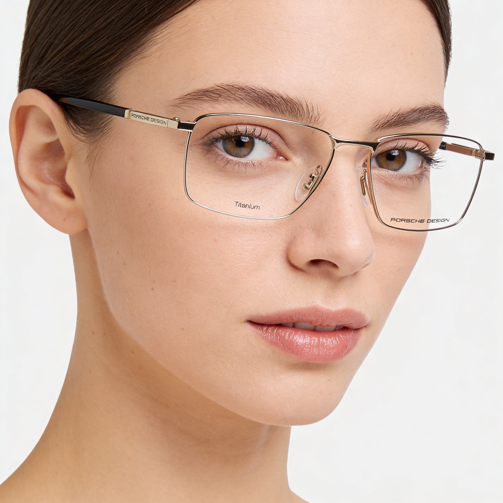 Porsche P8729 Women's Modern Titanium Frame Gold Black Transparent Lens Sunglasses 55mm, Photo 4
