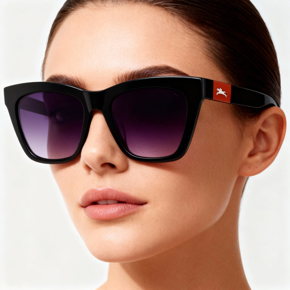 Gafas de sol informales Longchamp LO715S para mujer, de acetato, con montura blanca y negra, no polarizadas, de 54 mm