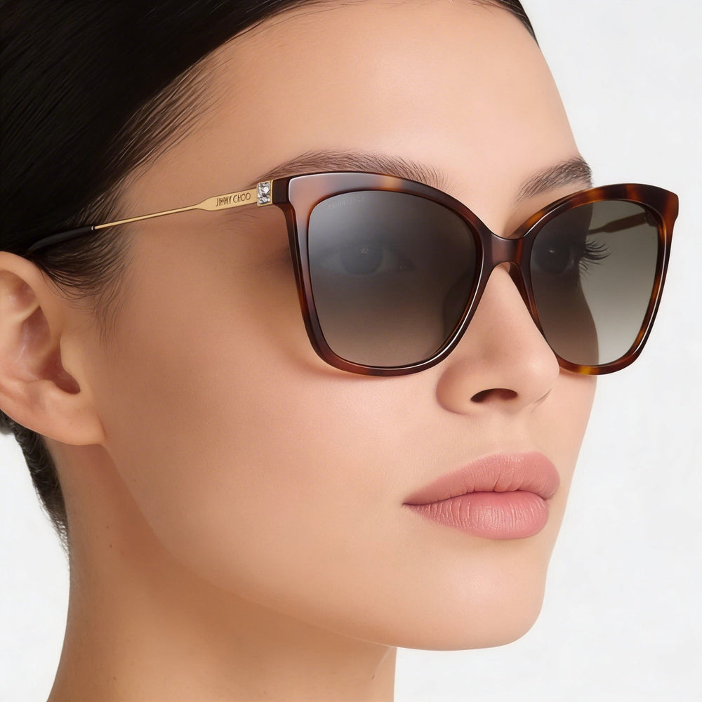 Jimmy Choo Classic para mujer, montura de acetato havana, lentes havana sin polarizar con protección UV de 55 mm