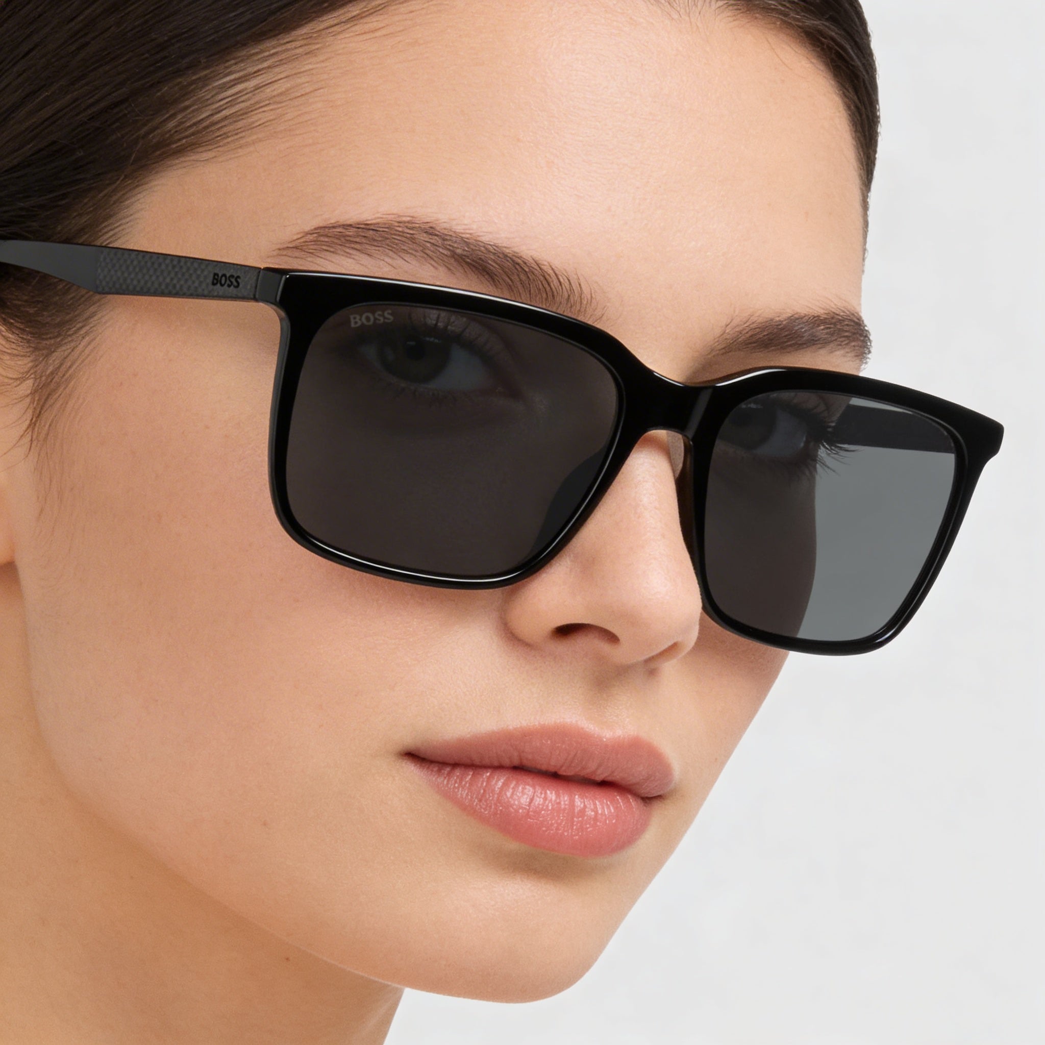 Gafas de sol Hugo Boss 1579/S Tech & Innovation de acetato rectangular negras y grises con protección UV para mujer, antirreflectantes grises 57-17-150, Photo 3