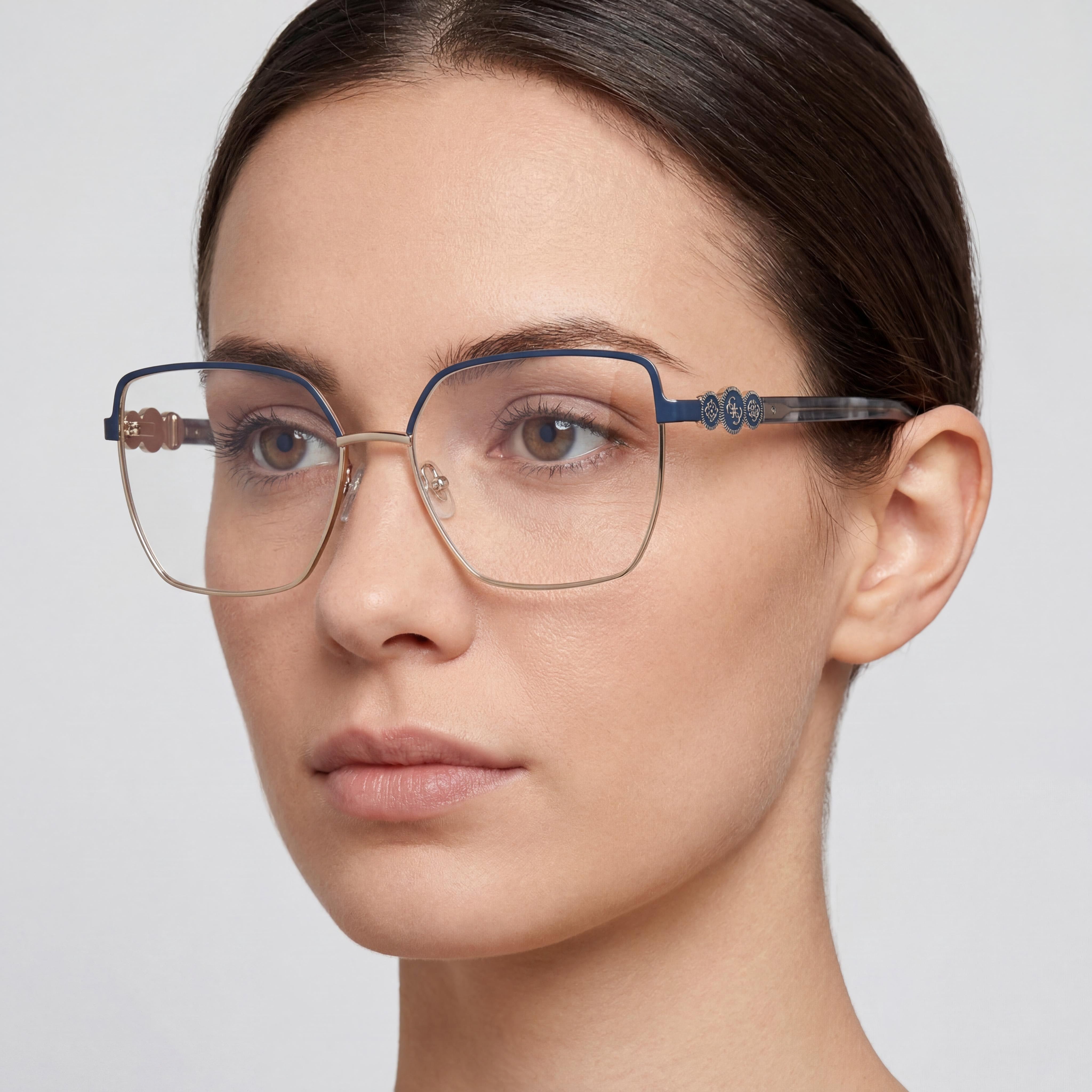 GUESS Gu50229 Women's Matte Light Blue Grey Havana Metal Non- Eyewear 57mm, Photo 5