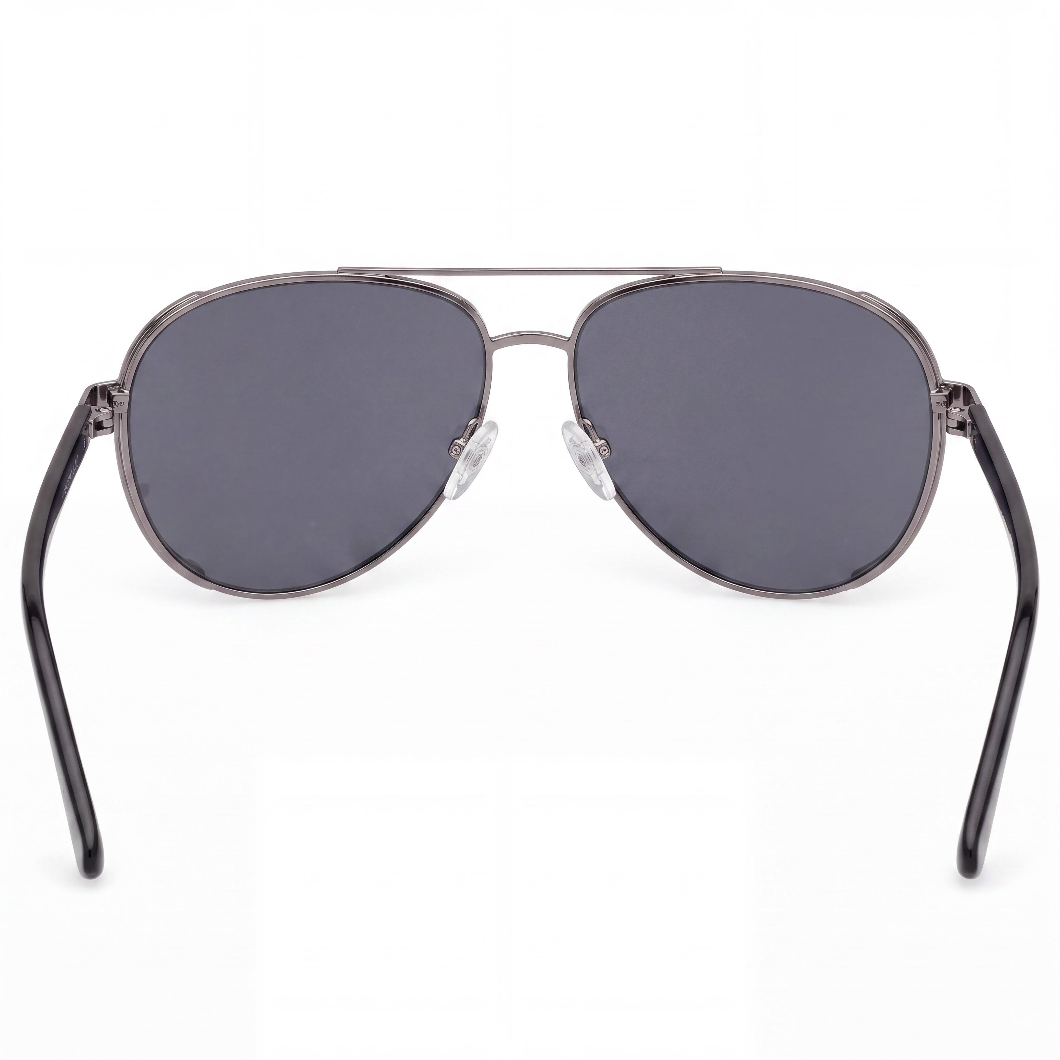 GUESS GU00140 Gafas de sol piloto con montura de metal brillante color plomo, lentes ahumadas con 100% protección UV 61mm, Photo 3