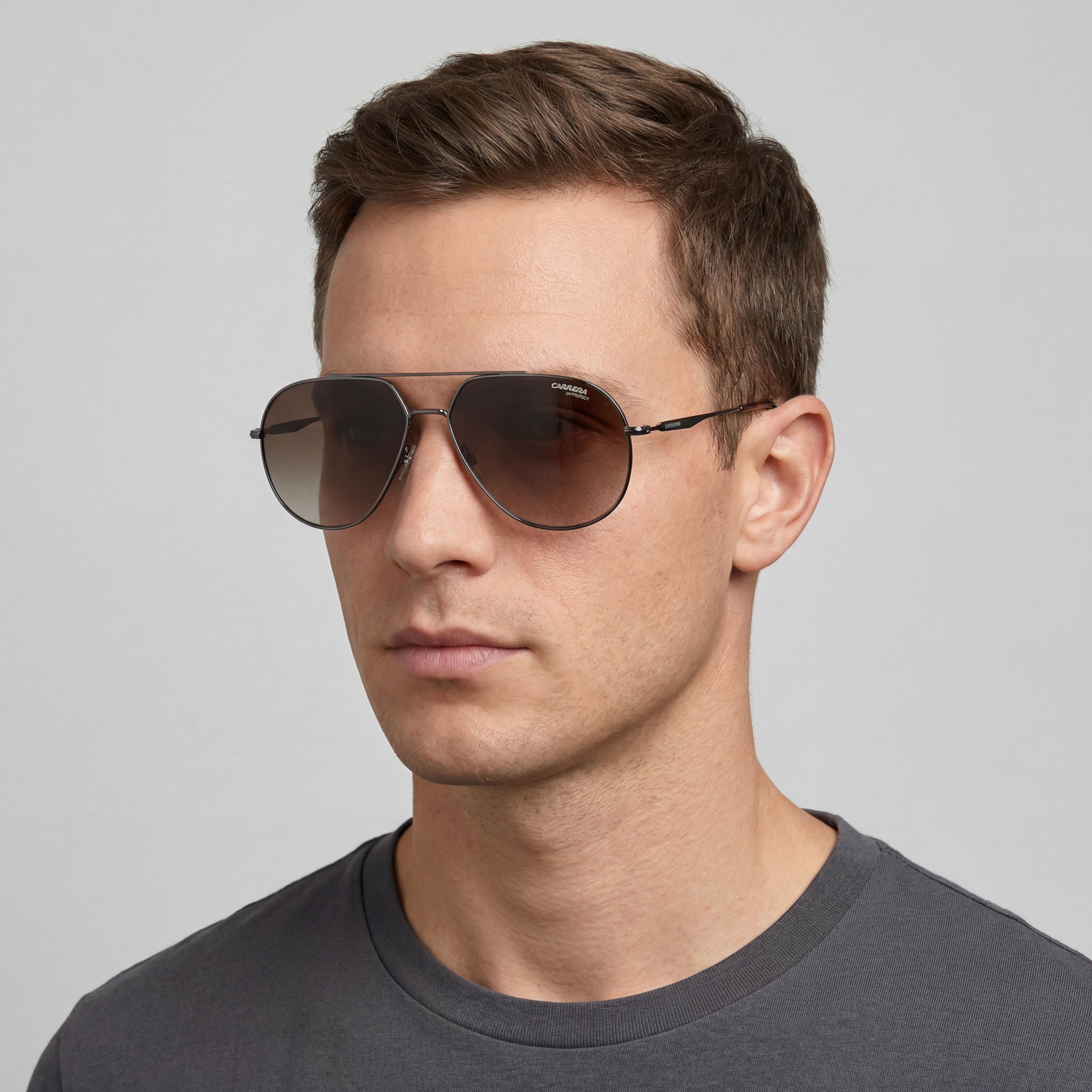 Gafas de sol unisex Carrera 274/S Pilot de acero inoxidable en rutenio oscuro con cristales marrones degradados, protección UV, aptas para lentes recetadas, 61 mm, Photo 4