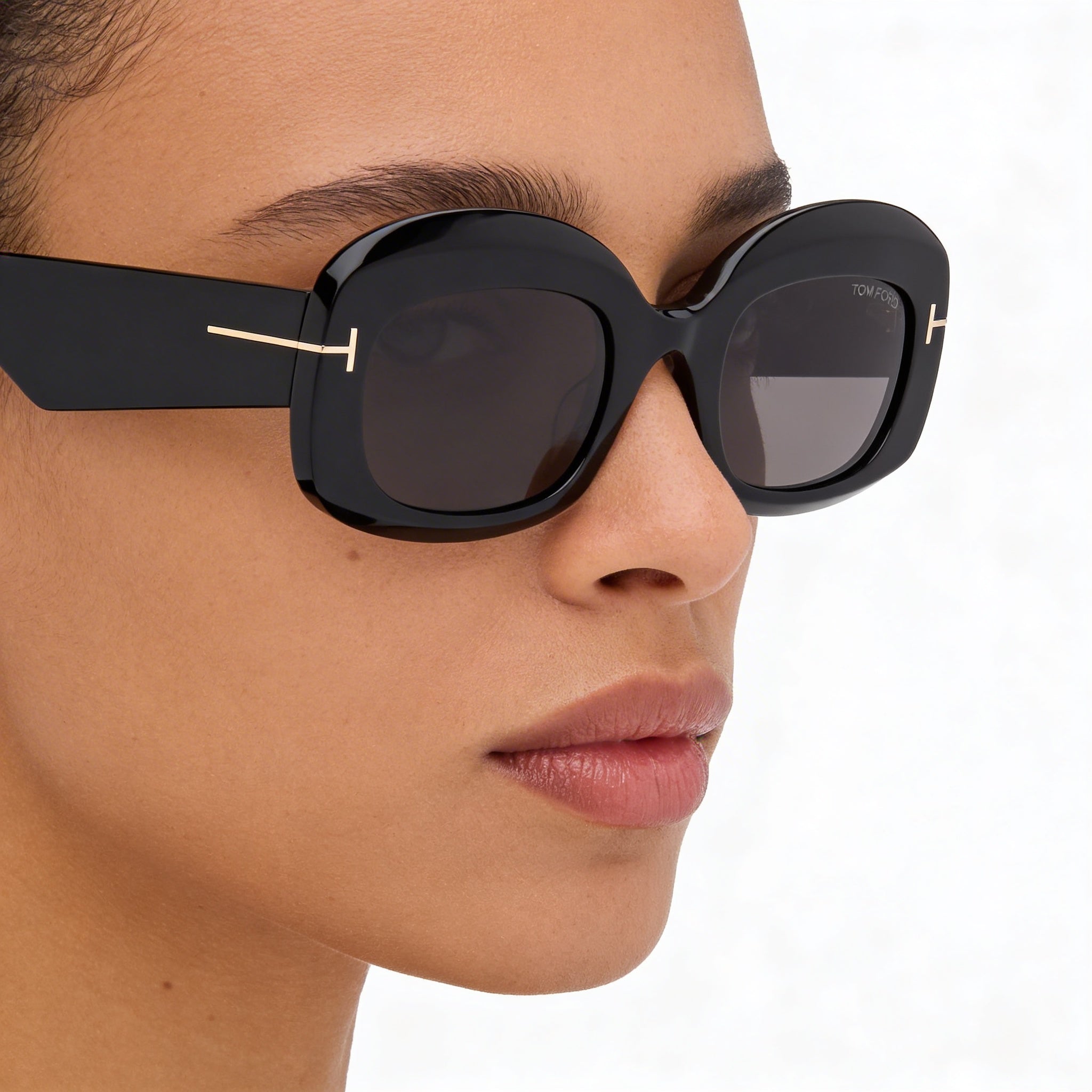 Tom Ford Classic Unisex Shiny Black Tortoise Frame Polarized Violet Plastic Lens Sunglasses, Photo 3