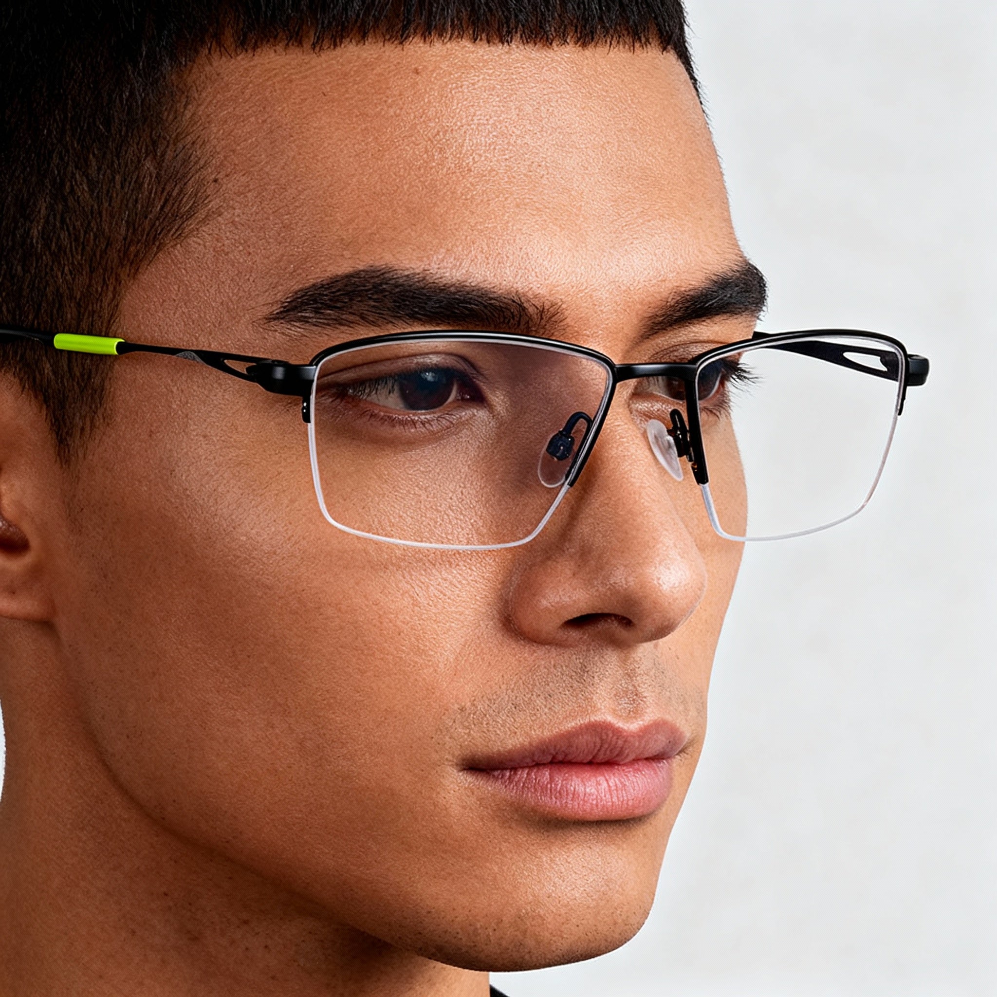 Nike 6045 Unisex Rectangular Semi-Rimless Alloy Steel Optical Frames Satin Black 54-17-145mm, Photo 5