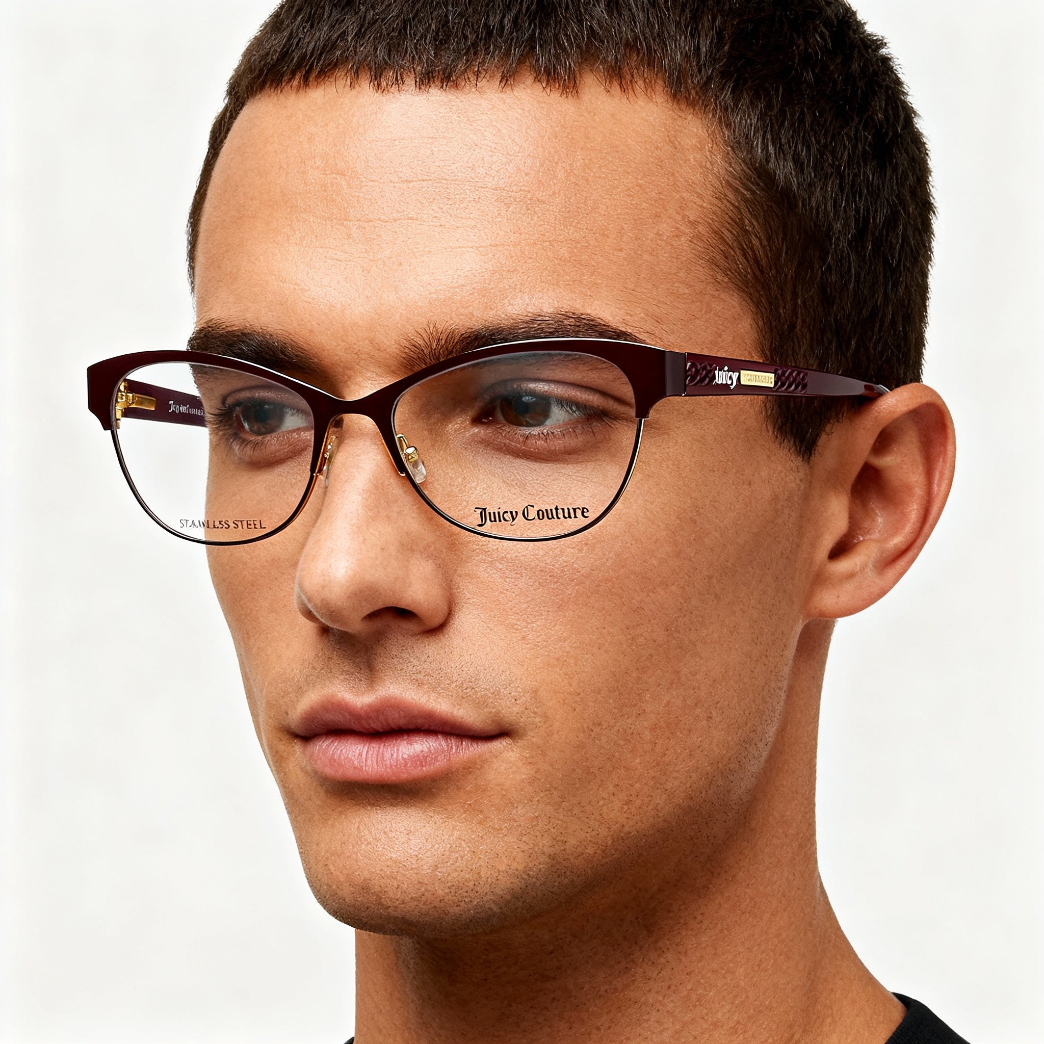 Juicy Couture Ju 216/g Unisex Modern Alloy Steel Frame Matt Black Non-Polarised 51mm Eyeglasses, Photo 4