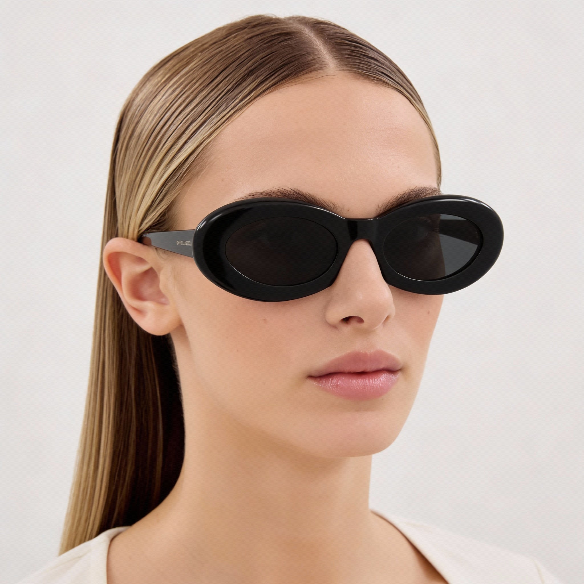 Gafas de sol Saint Laurent SL 594 para mujer, estilo retro, de acetato, color negro y blanco, con lentes negras y protección UV, Photo 4