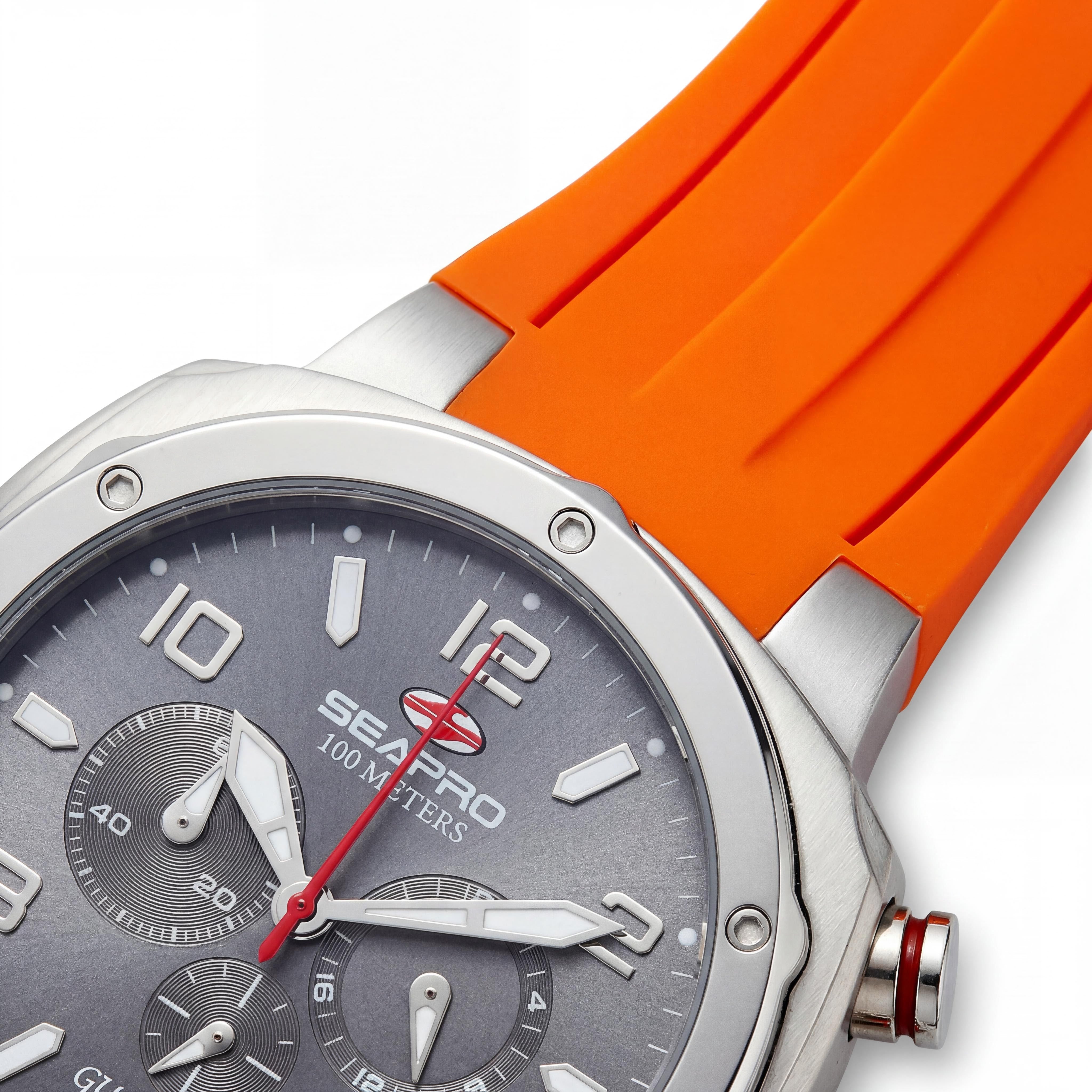 Seapro SP3344 Guardian Men's Grey Dial Stainless Steel Case Silicone Strap Quartz Movement 44mm 100m Water Resistant Watch, Photo 2