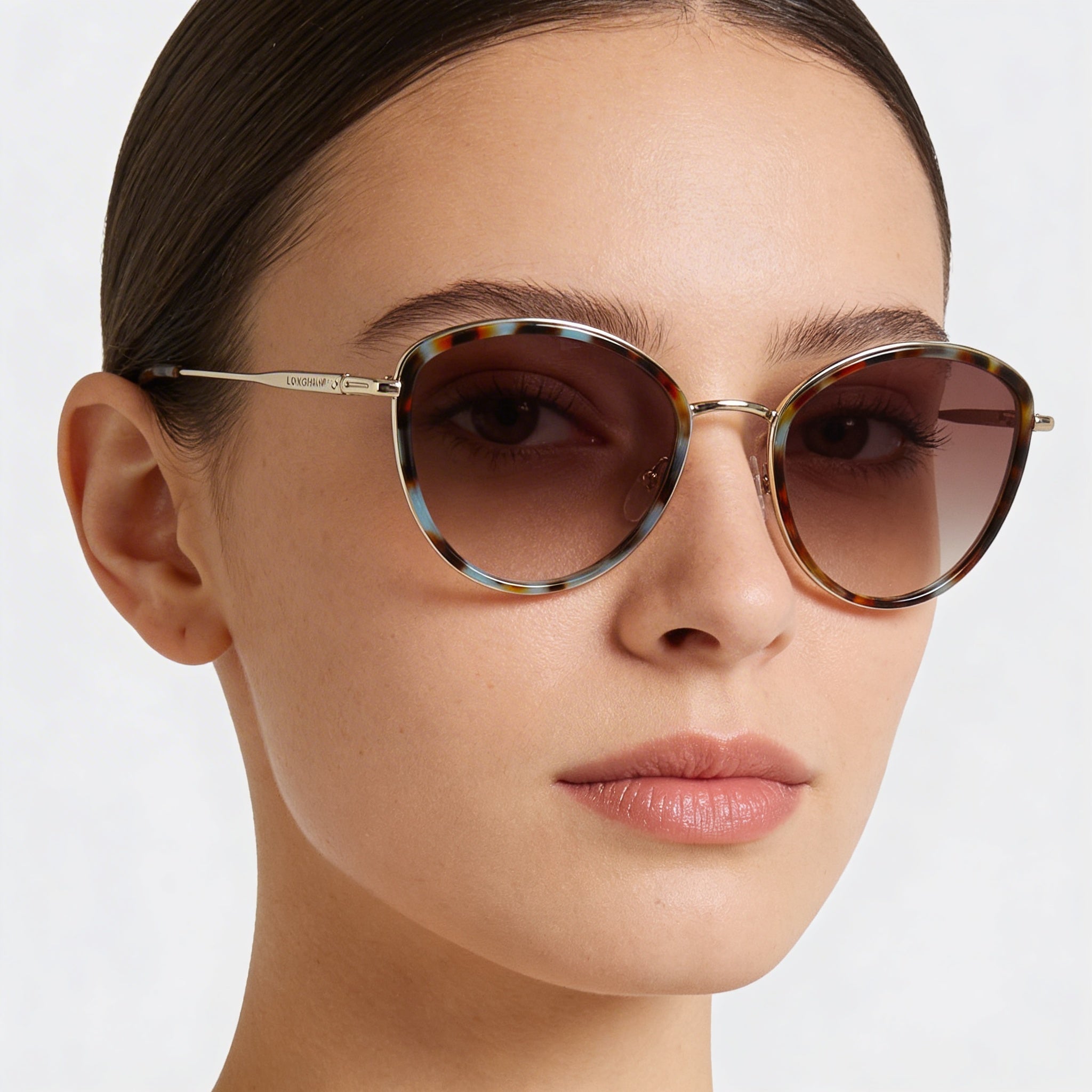 Longchamp LO170S Women's Casual Metal Gold Aqua Caramel Havana Sunglasses 54mm, Photo 4