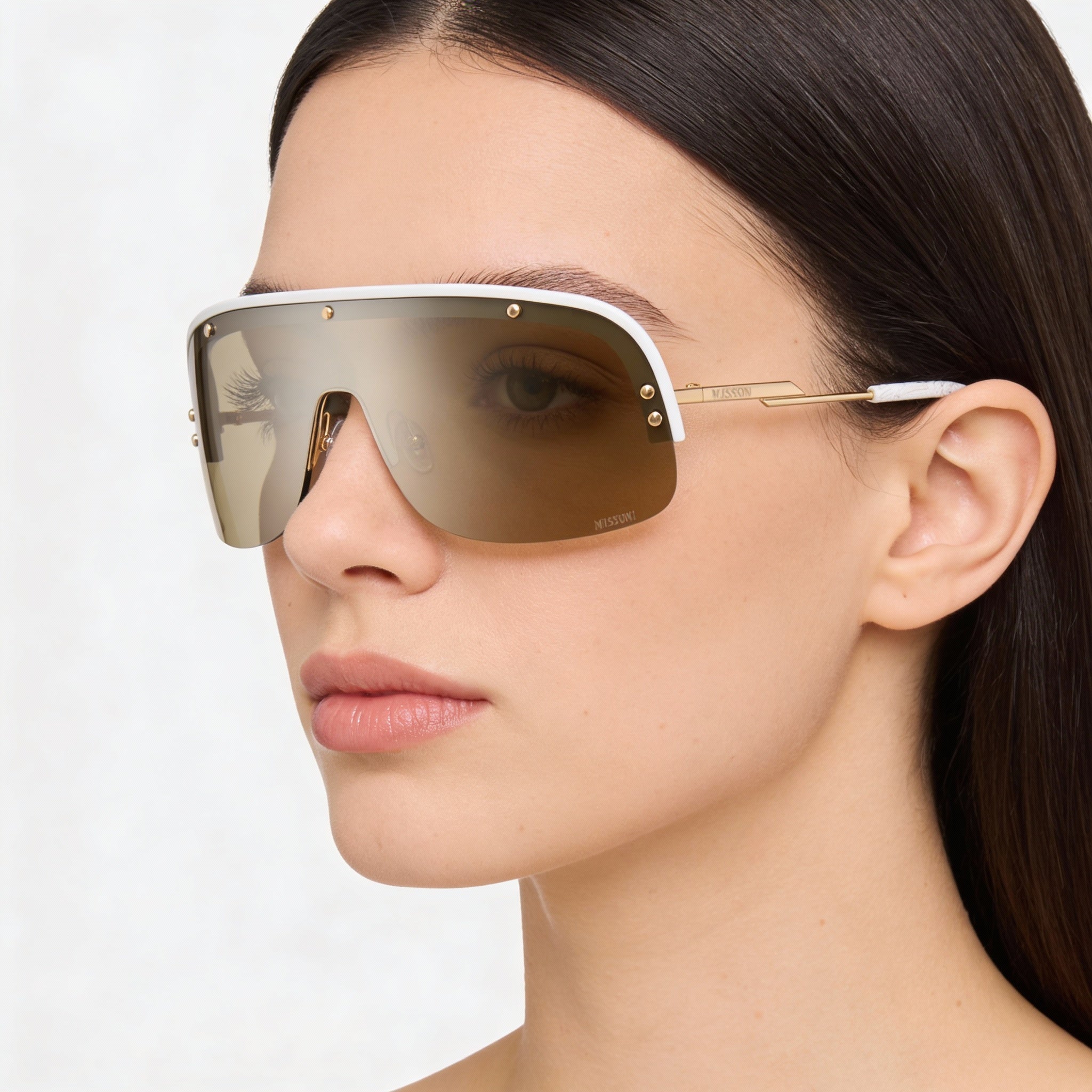 Gafas de sol casuales Missoni para mujer, de poliamida blanca y plateada, con efecto espejo, 99-01-115, Photo 5