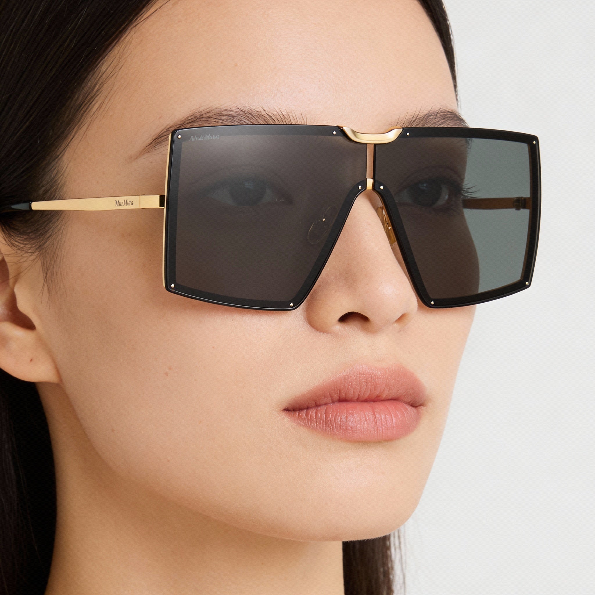 MaxMara Mm0117 Women's Acetate Frame Shiny Deep Gold Polycarbonate Lens Non- Eyewear 69mm, Photo 3